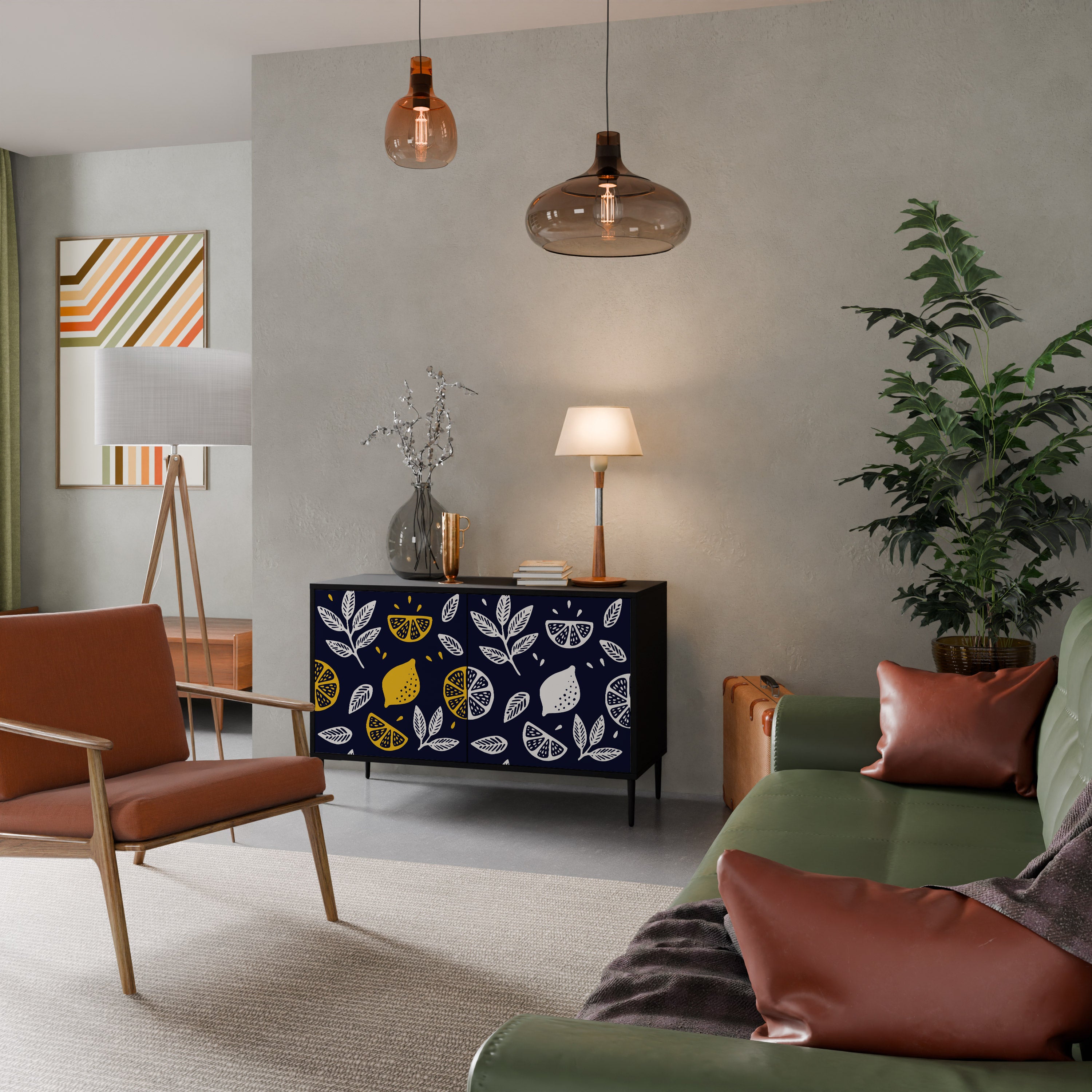 CITRUS SVART OCH VITT 2-dörrars skänk i svart finish