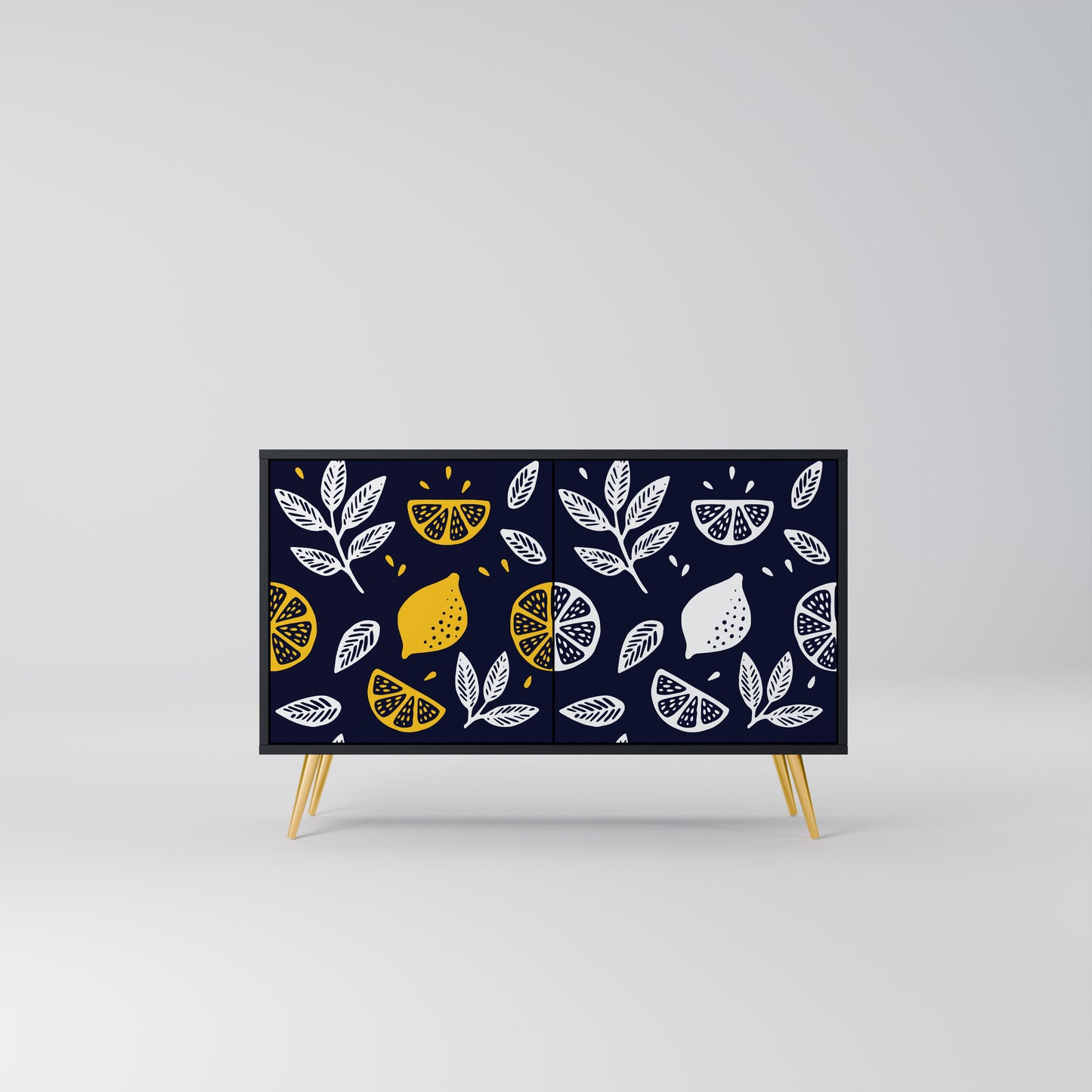CITRUS BLACK AND WHITE 2-Door Sideboard in Black Finish