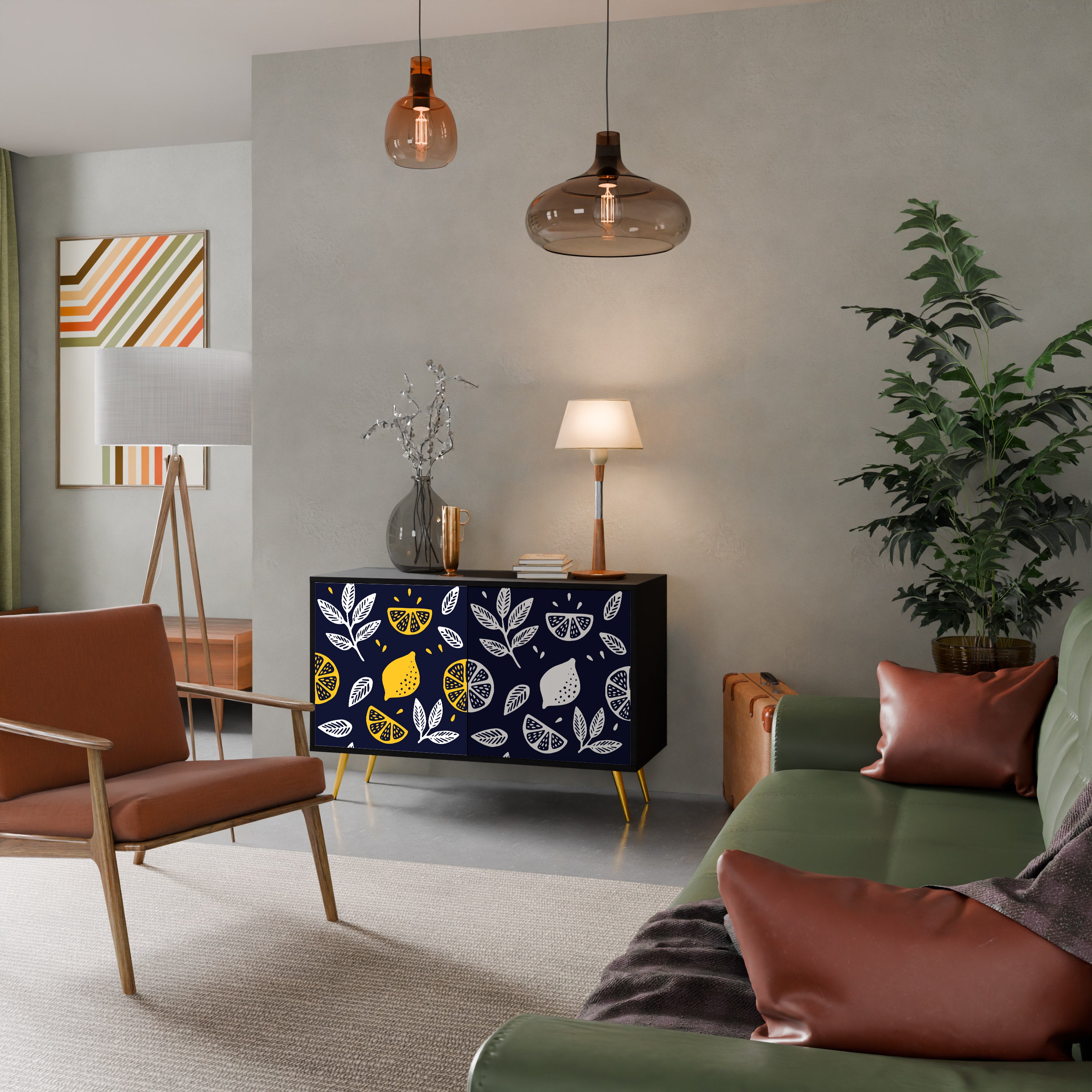 CITRUS SVART OCH VITT 2-dörrars skänk i svart finish