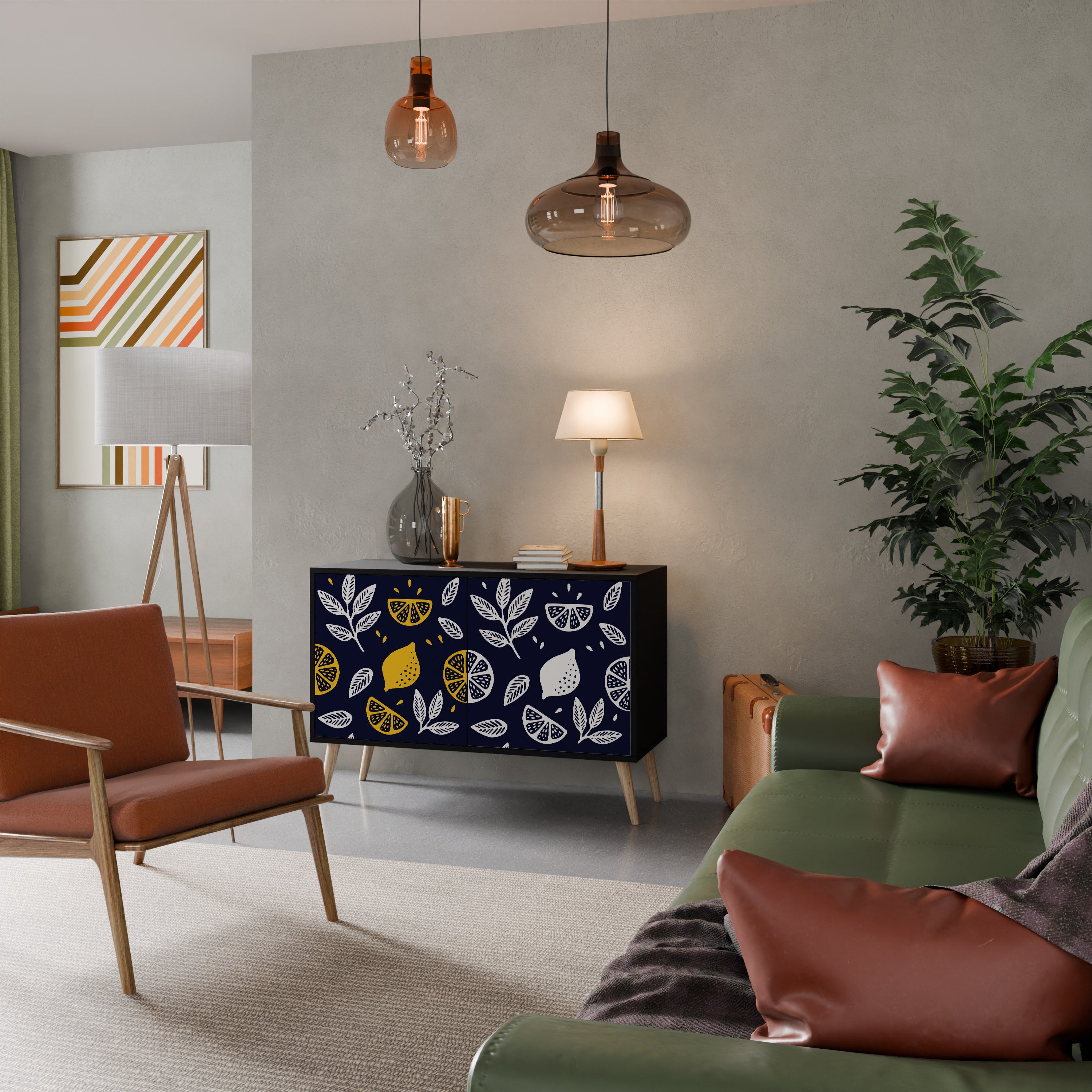 CITRUS SVART OCH VITT 2-dörrars skänk i svart finish