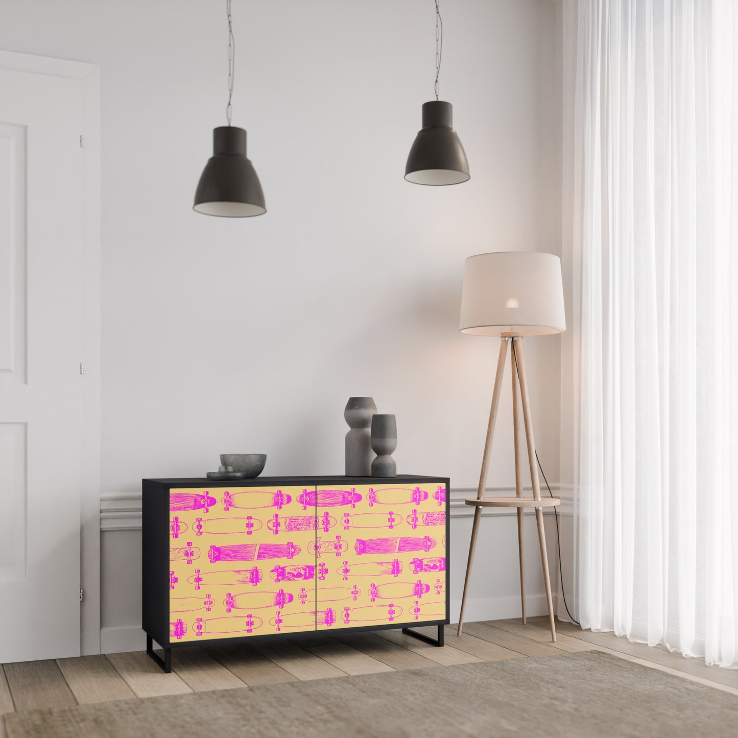 SKATEBOARD ARTISTRY 2-Door Sideboard in Black Finish