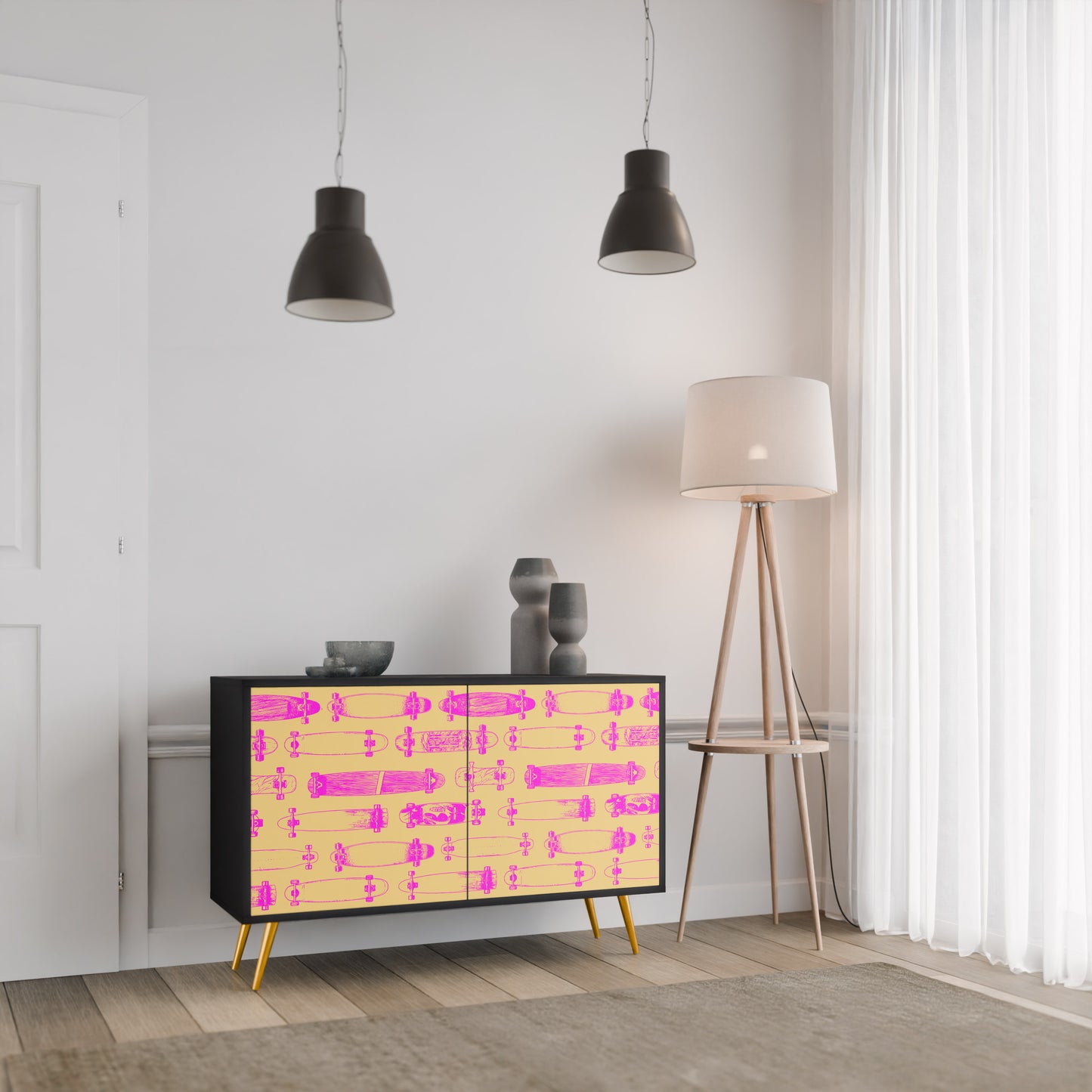 SKATEBOARD ARTISTRY 2-Door Sideboard in Black Finish