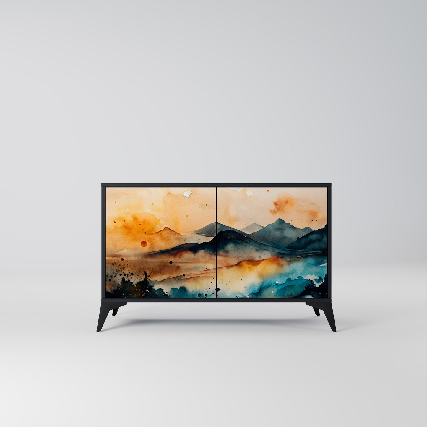 OMINOUS MOUNTAINS 2-Door Sideboard in Black Finish
