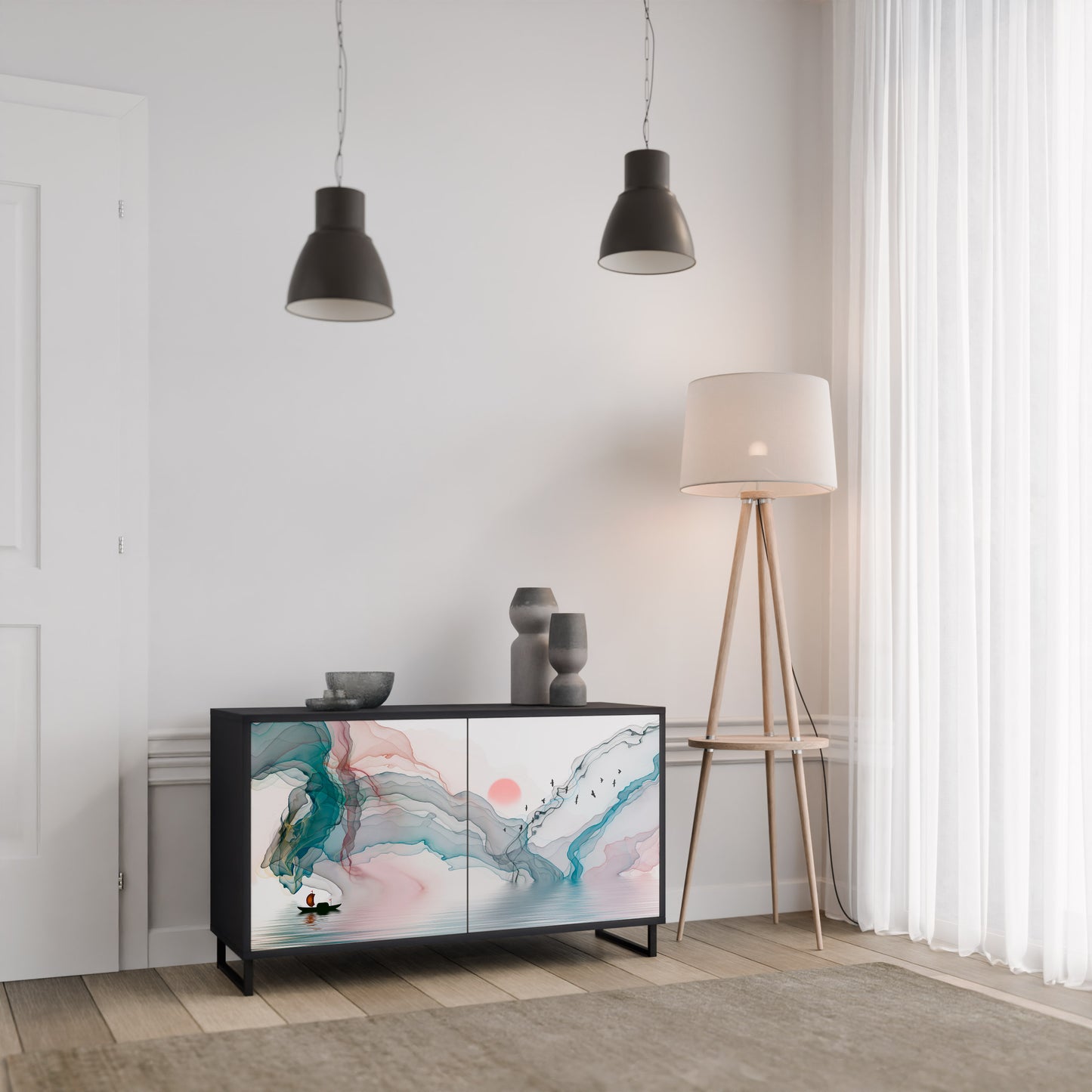 VELVET CROSSING 2-Door Sideboard in Black Finish