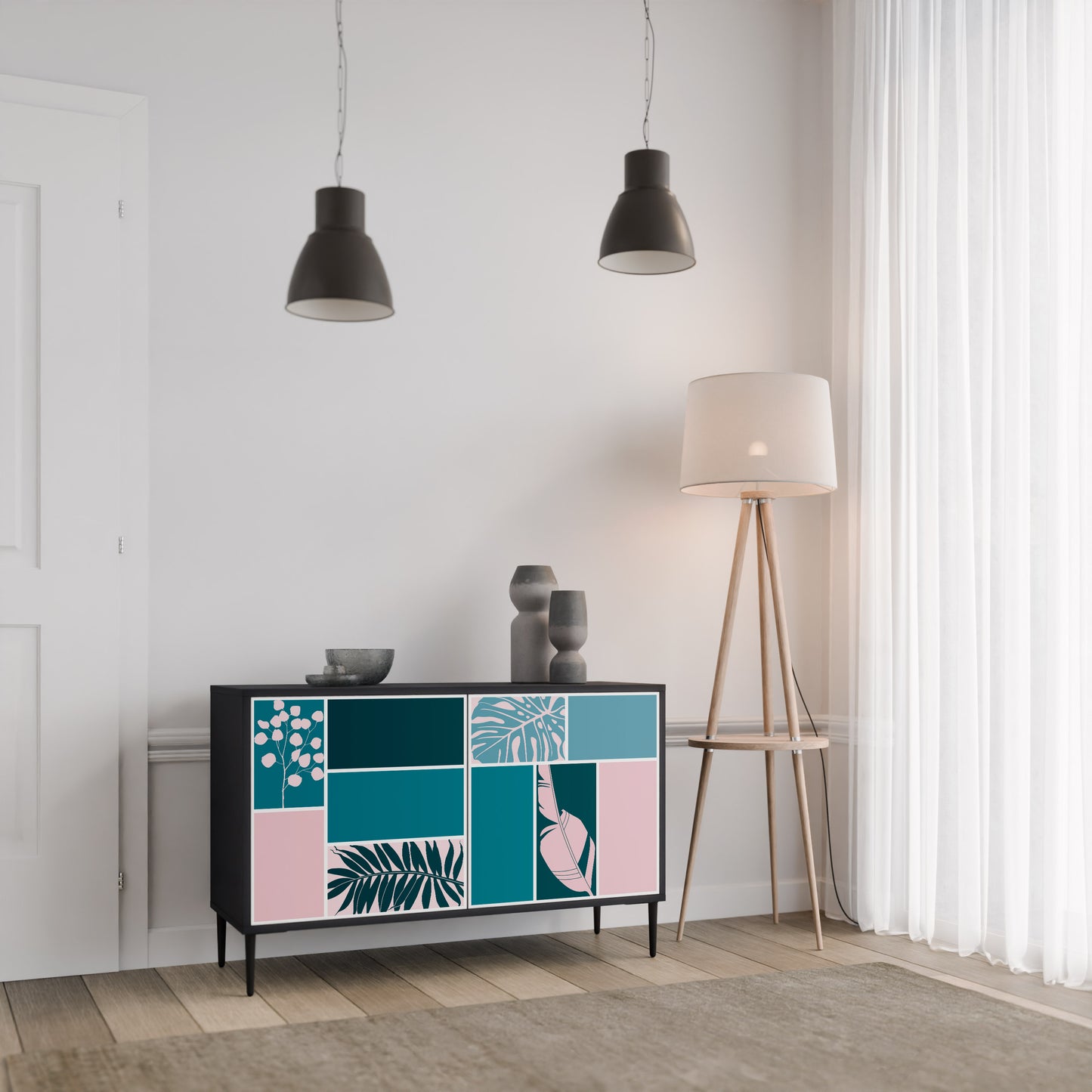 COMBINATION OF SHAPES 2-Door Sideboard in Black Finish