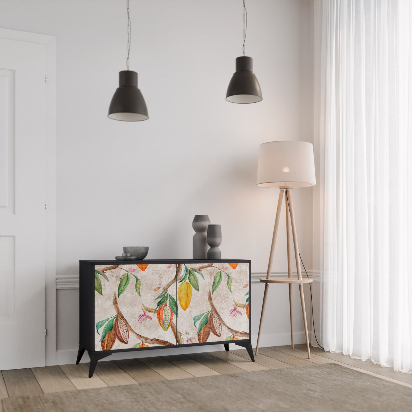 COCOA FRUITS 2-Door Sideboard in Black Finish