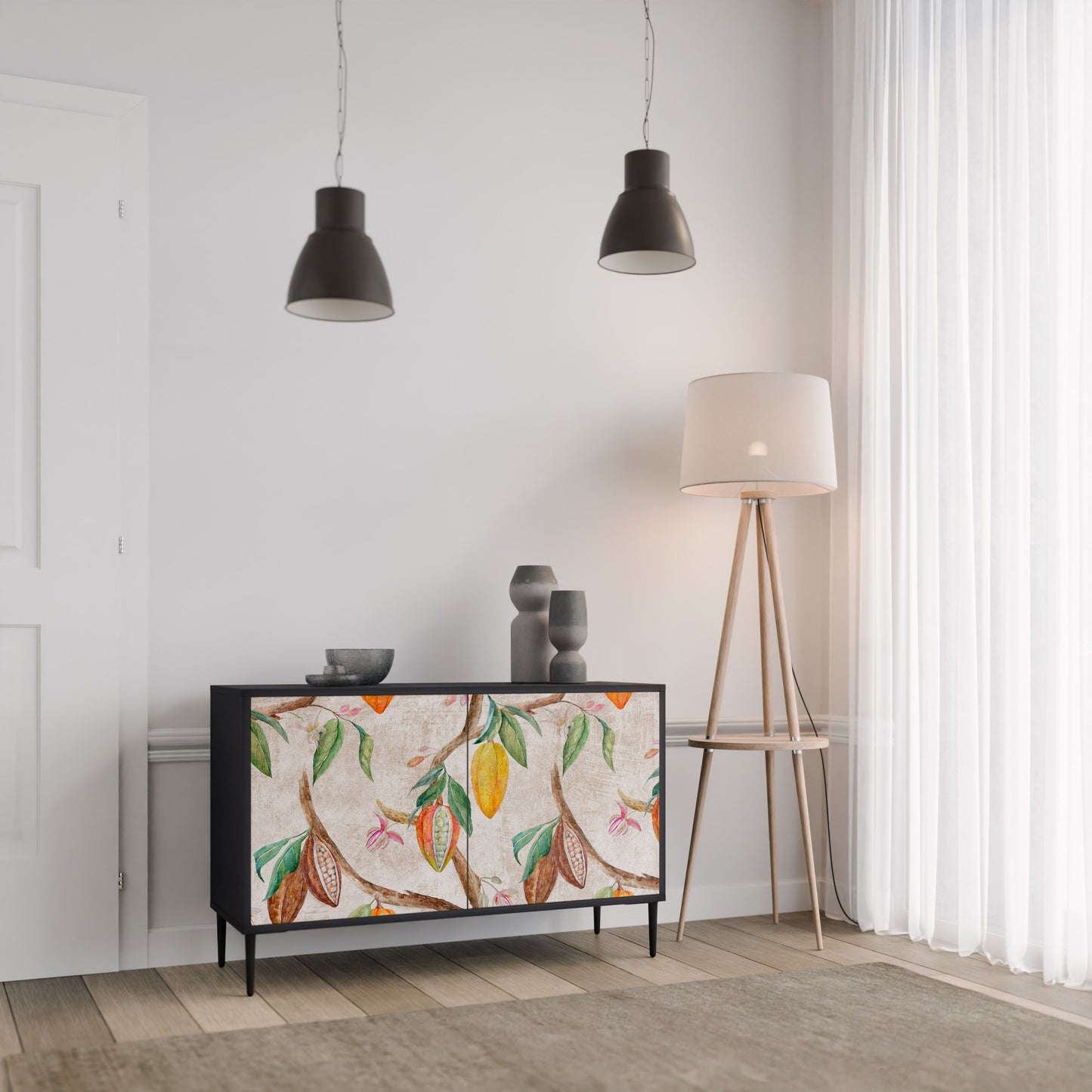 COCOA FRUITS 2-Door Sideboard in Black Finish