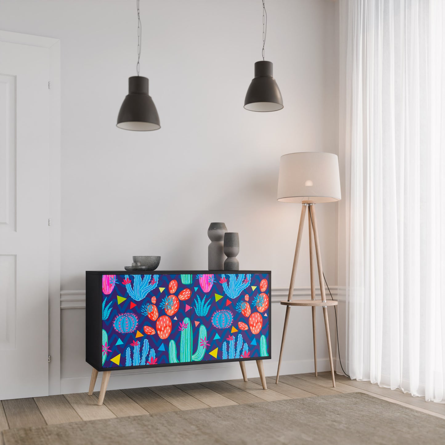 CACTUS VIBES 2-Door Sideboard in Black Finish