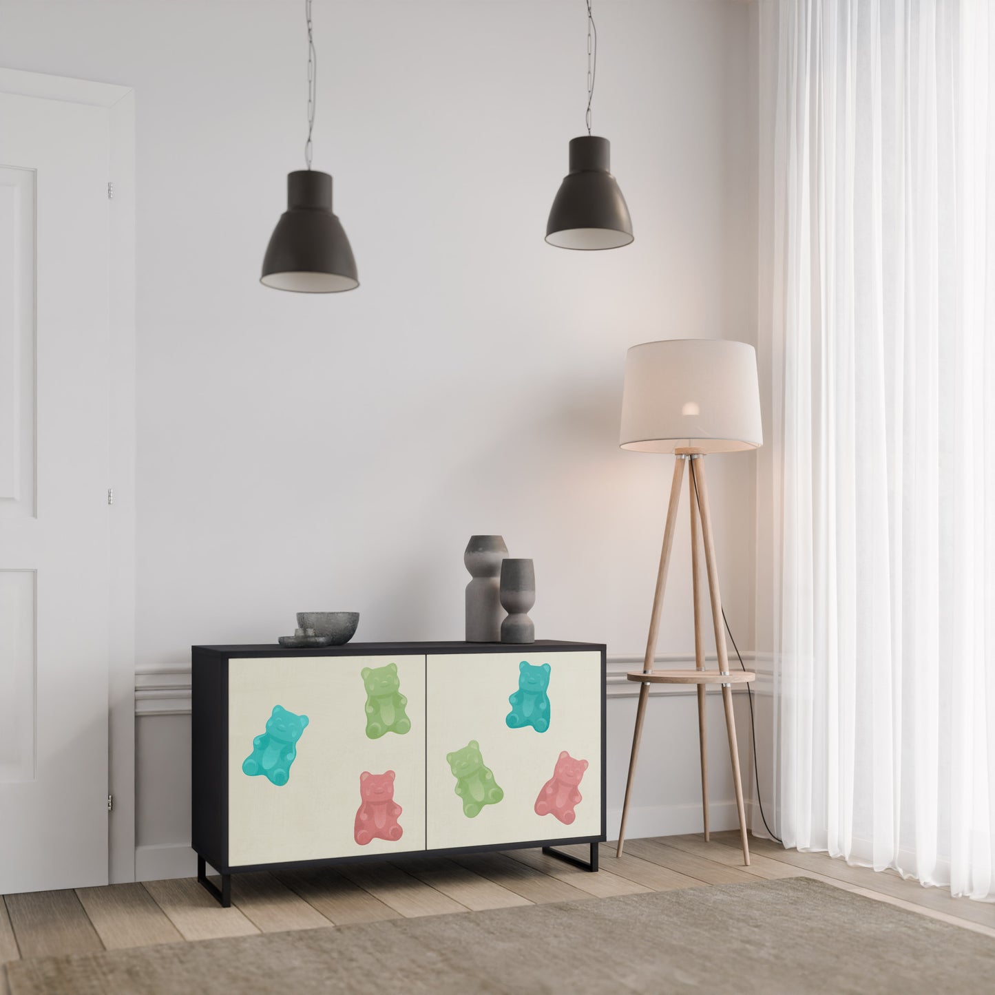 GUMMY BEARS 2-Door Sideboard in Black Finish