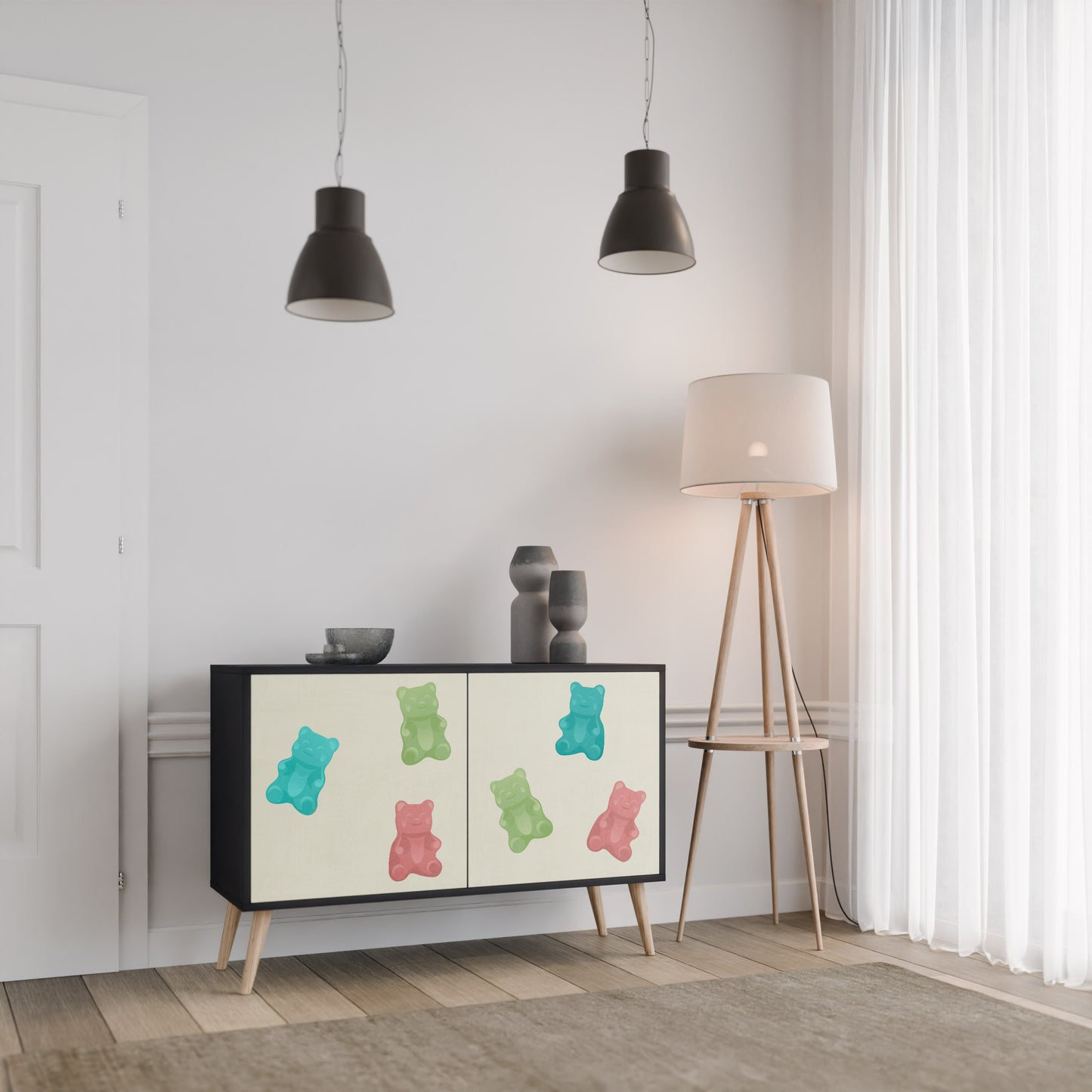 GUMMY BEARS 2-Door Sideboard in Black Finish