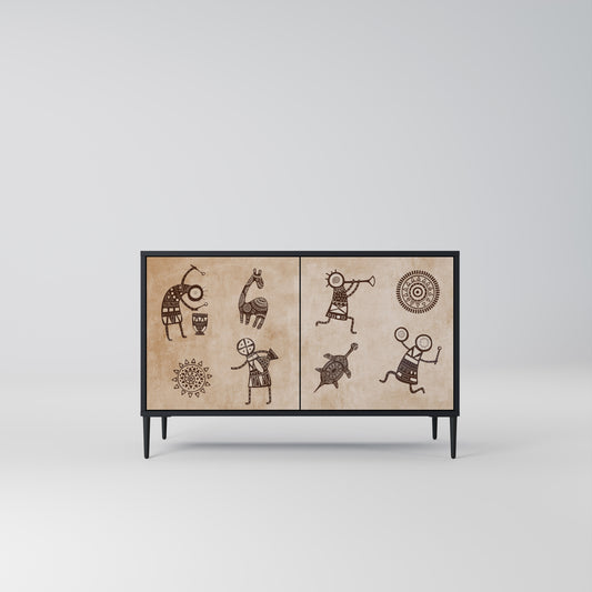AFRICAN STYLE 2-Door Sideboard in Black Finish