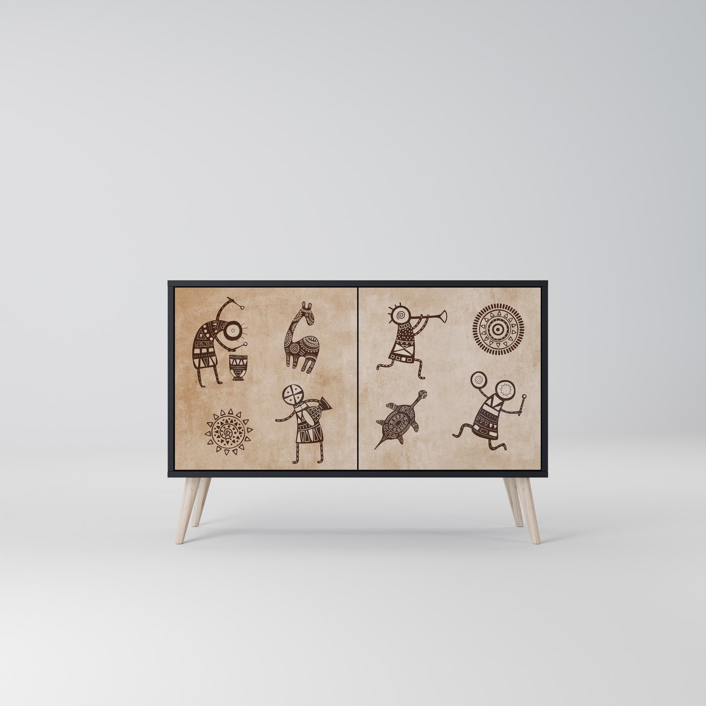 AFRICAN STYLE 2-Door Sideboard in Black Finish