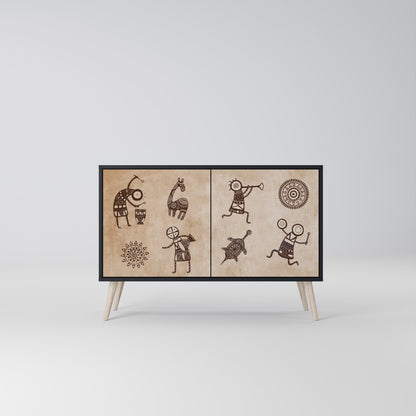 AFRICAN STYLE 2-Door Sideboard in Black Finish