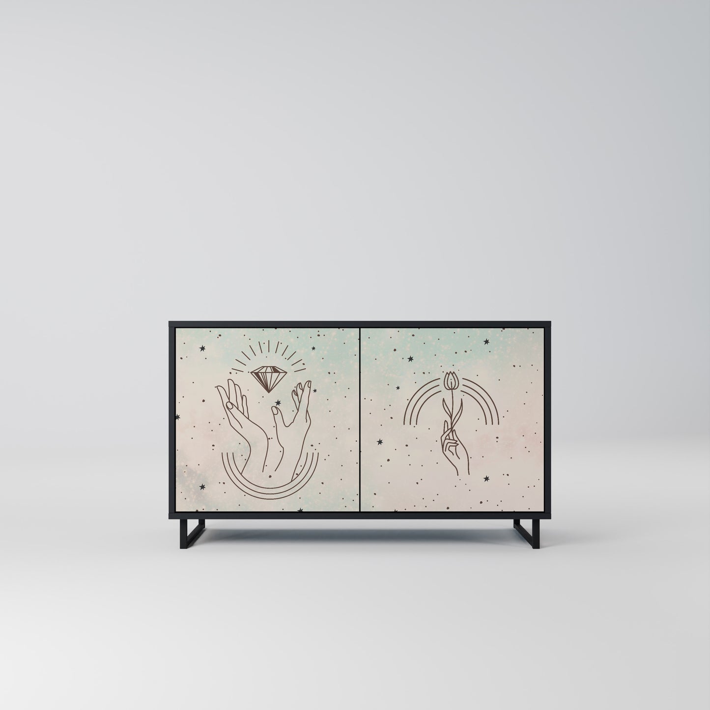 DELICATE BEAUTY 2-Door Sideboard in Black Finish