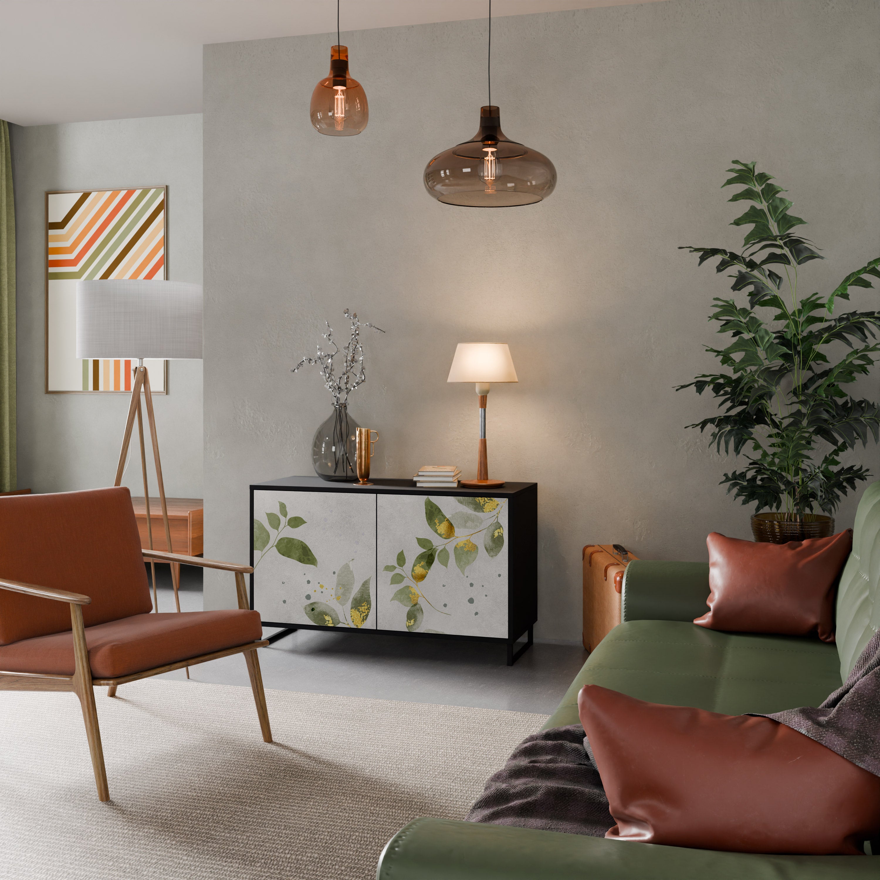 ELEGANT BOTANICS 2-dörrars skänk i svart finish