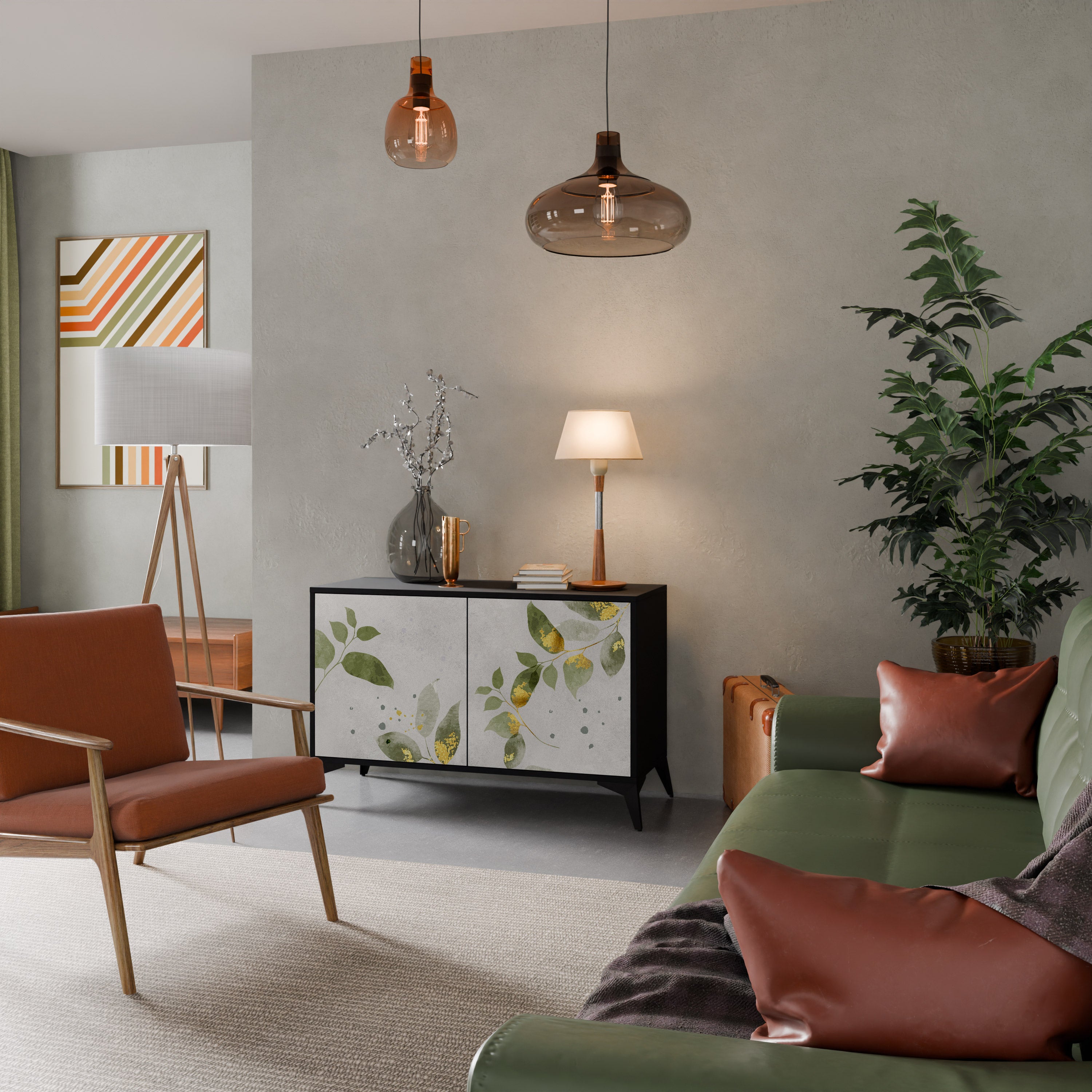 ELEGANT BOTANICS 2-dörrars skänk i svart finish
