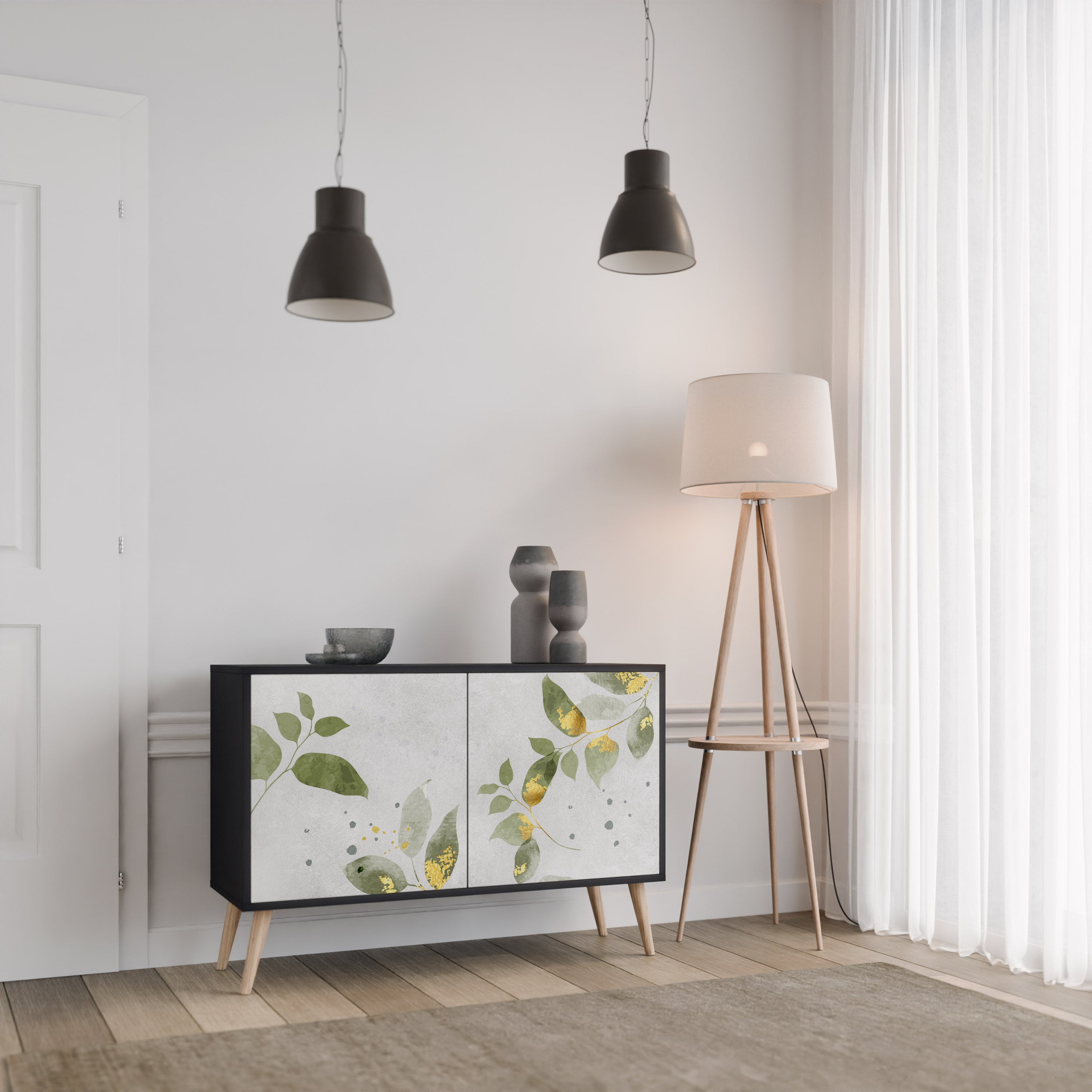 ELEGANT BOTANICS 2-dörrars skänk i svart finish
