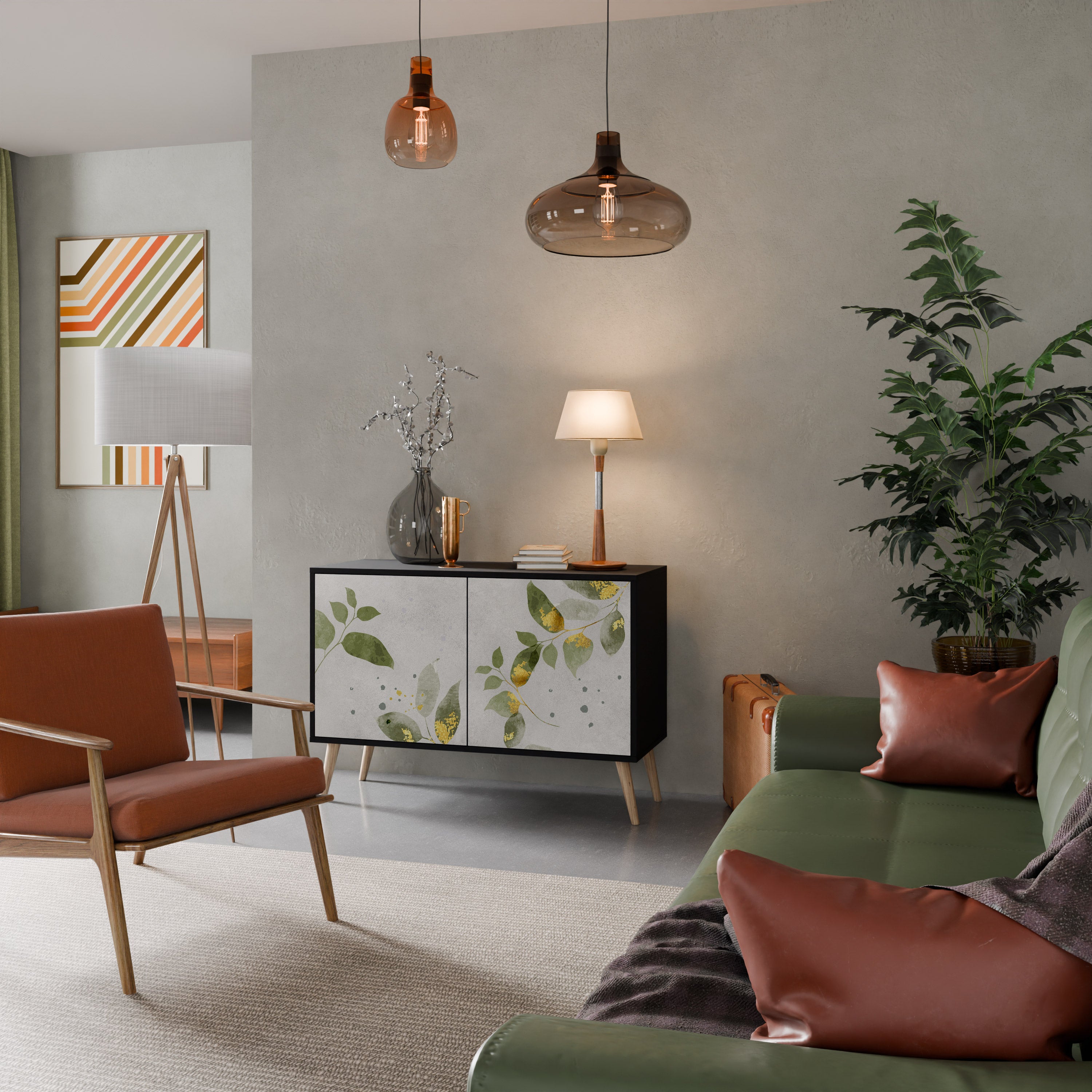 ELEGANT BOTANICS 2-dörrars skänk i svart finish