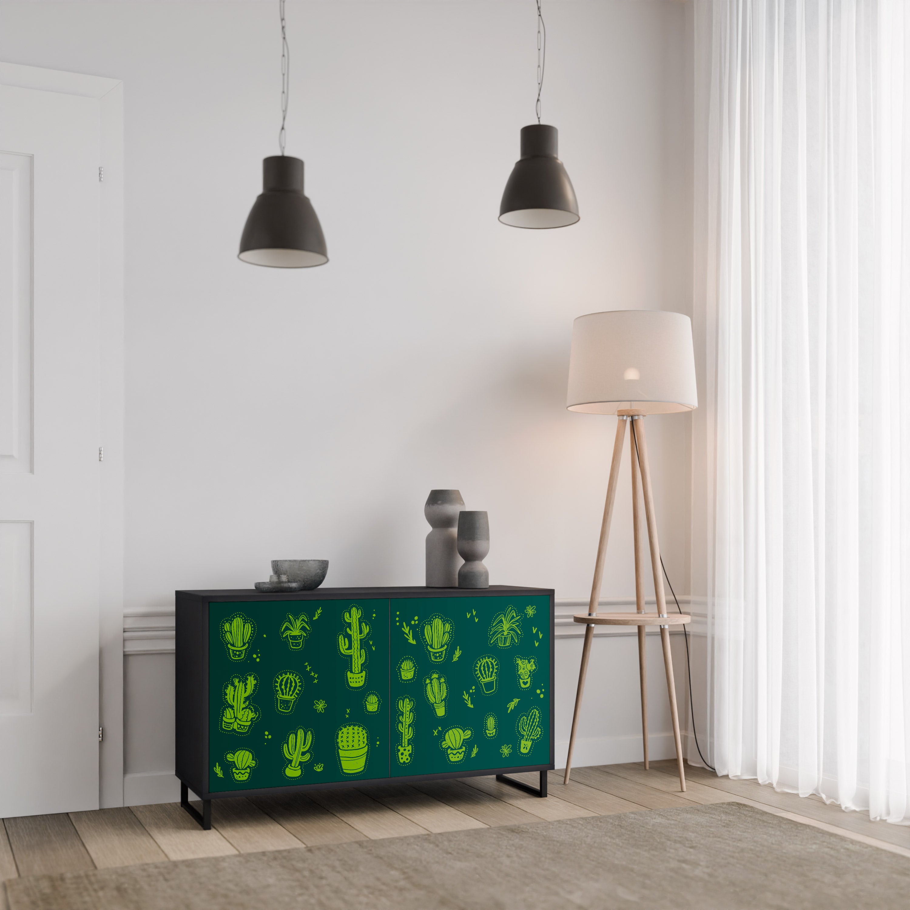 DESERT GREEN 2-Dörrars skänk i svart finish