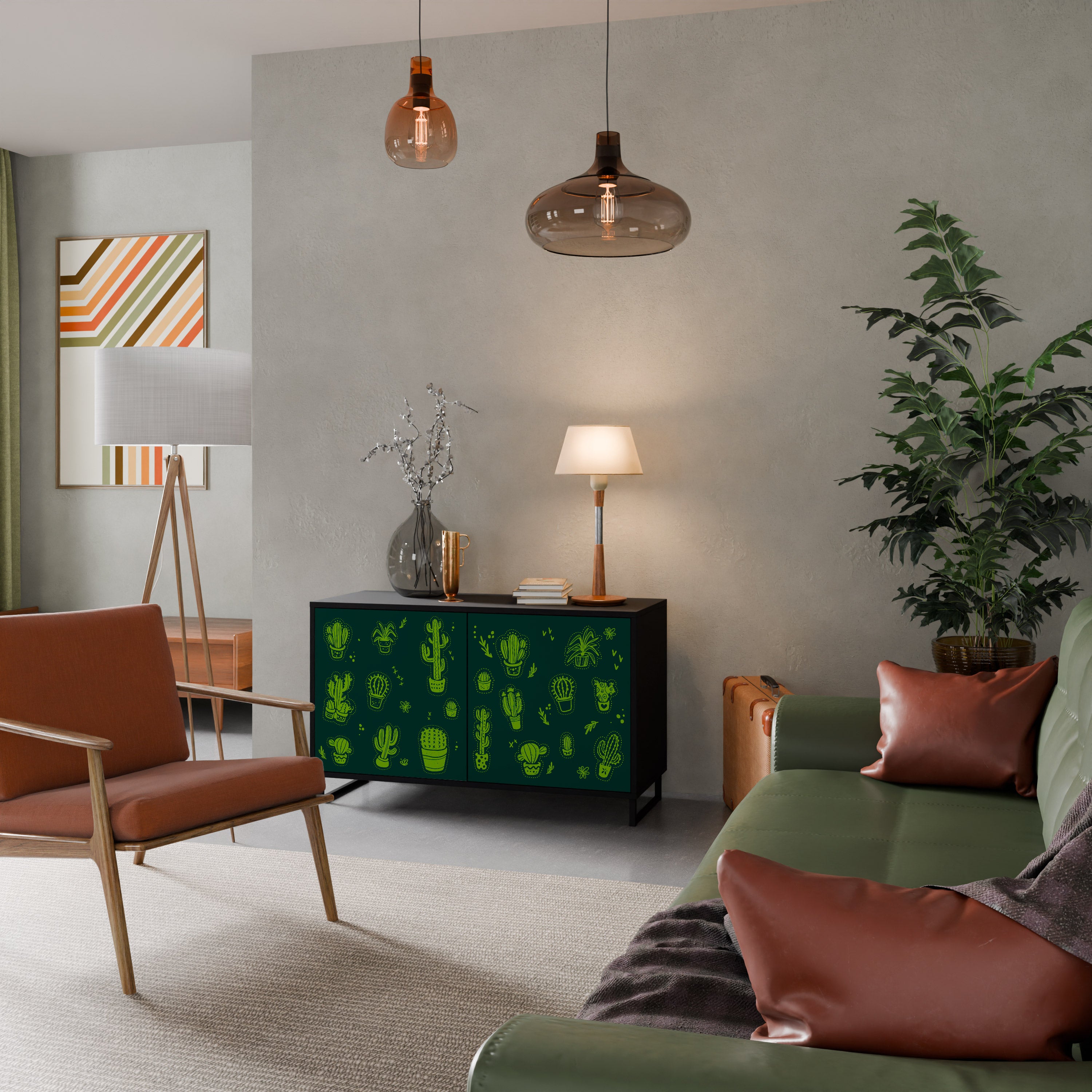 DESERT GREEN 2-Dörrars skänk i svart finish
