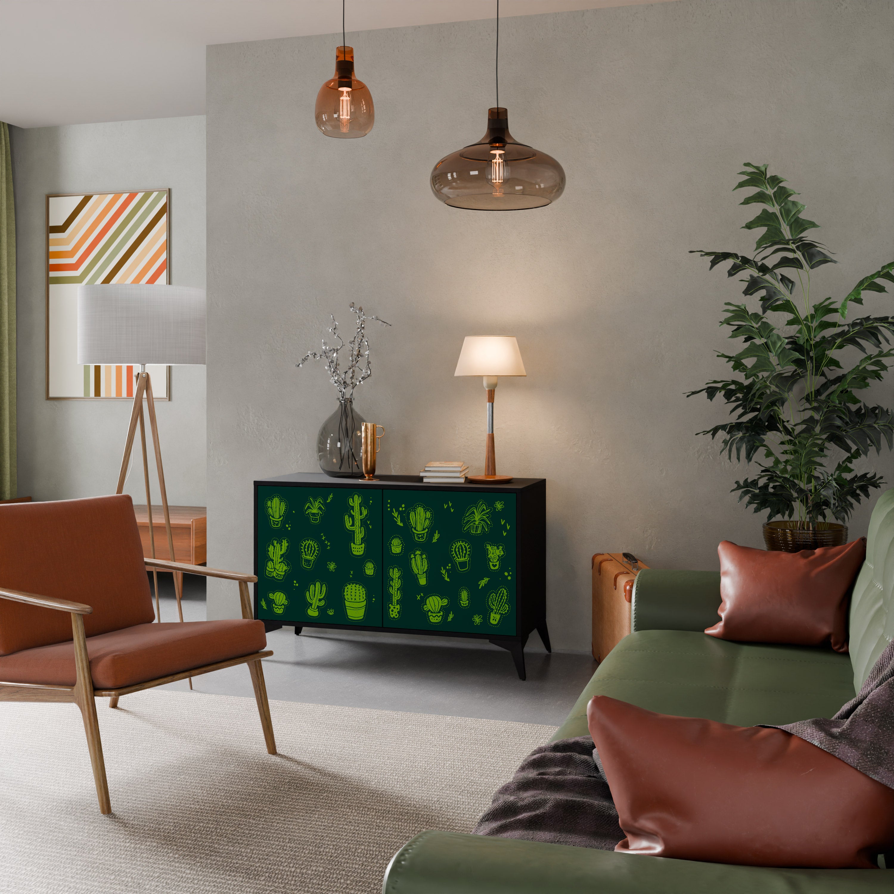 DESERT GREEN 2-Dörrars skänk i svart finish