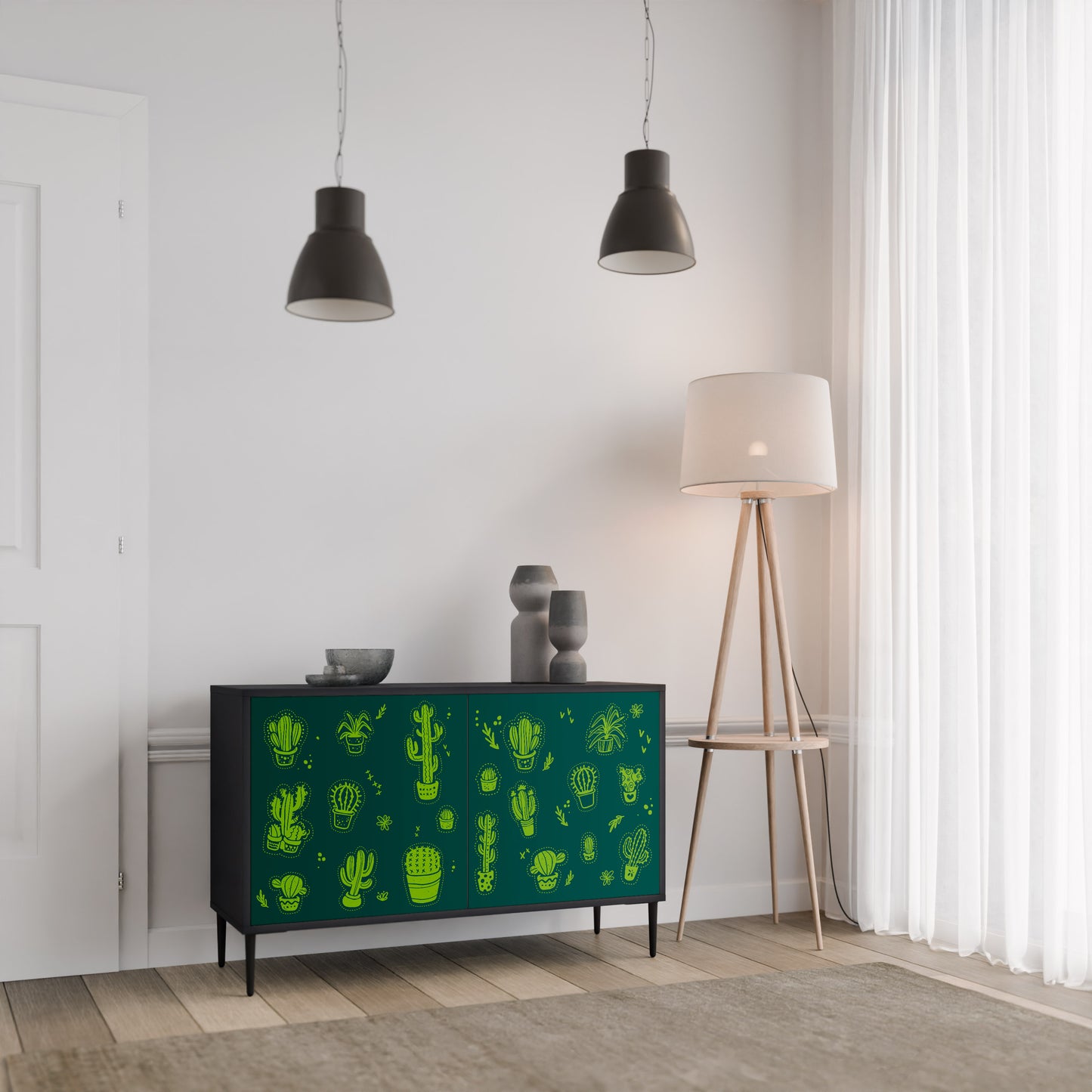 DESERT GREEN 2-Door Sideboard in Black Finish