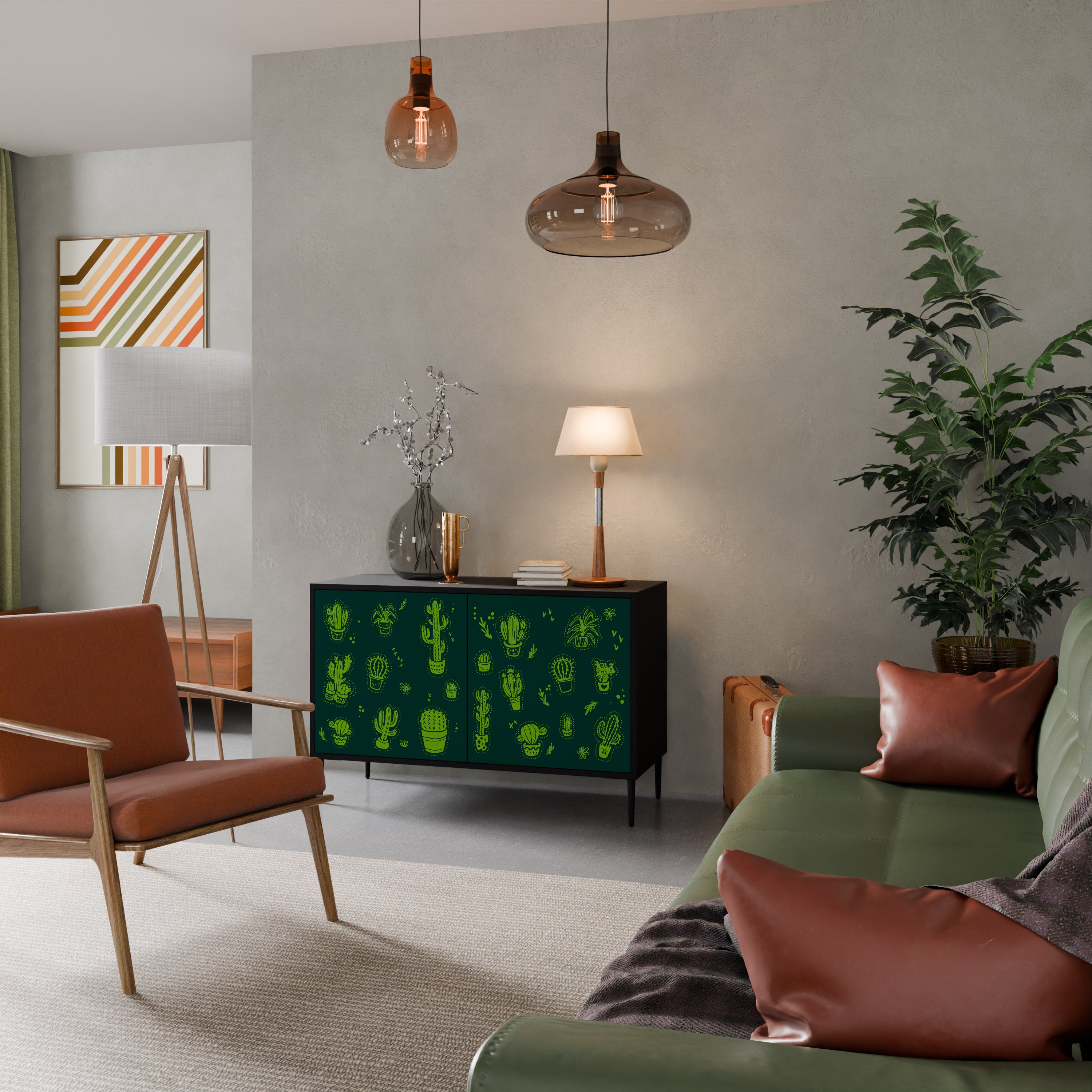 DESERT GREEN 2-Dörrars skänk i svart finish