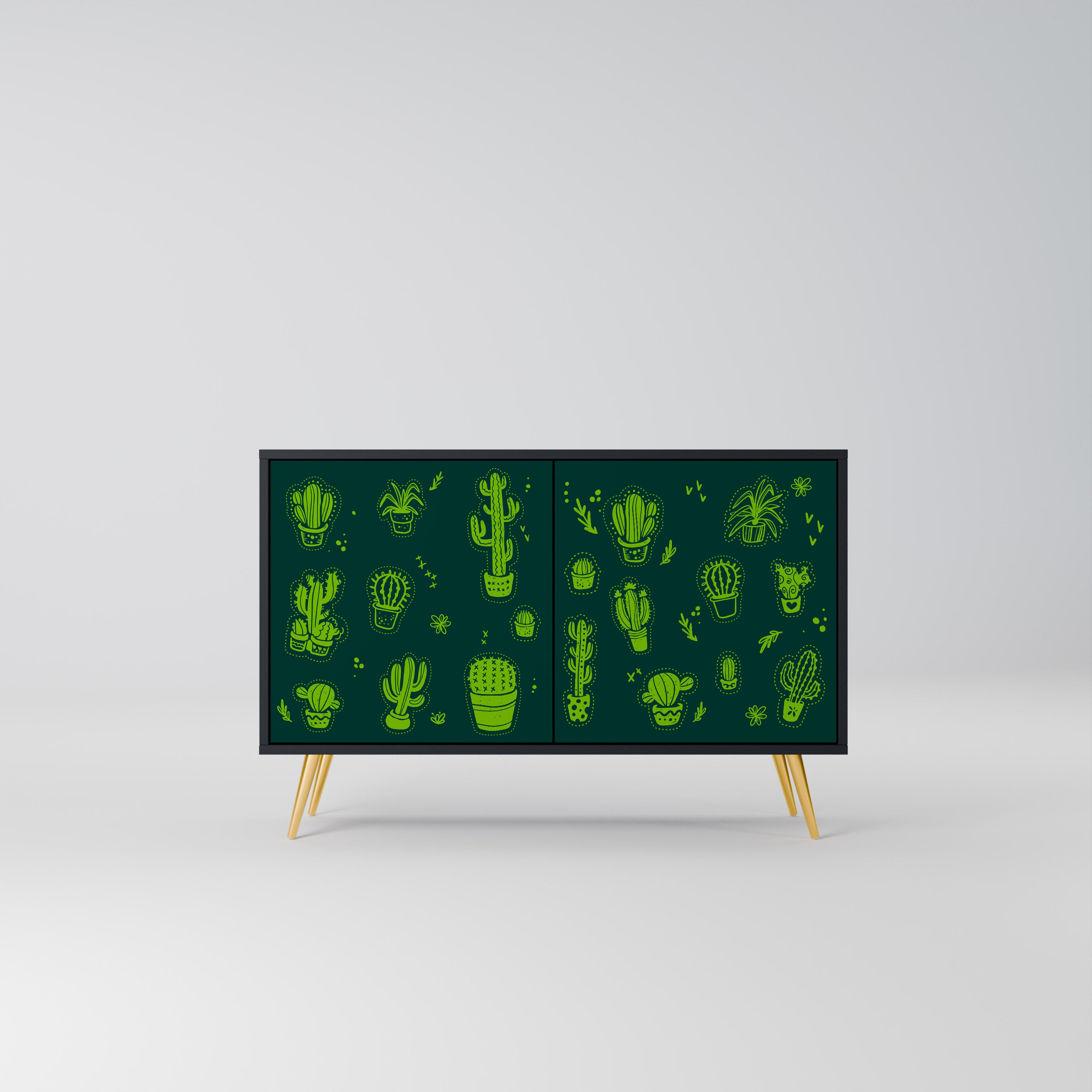 DESERT GREEN 2-Dörrars skänk i svart finish