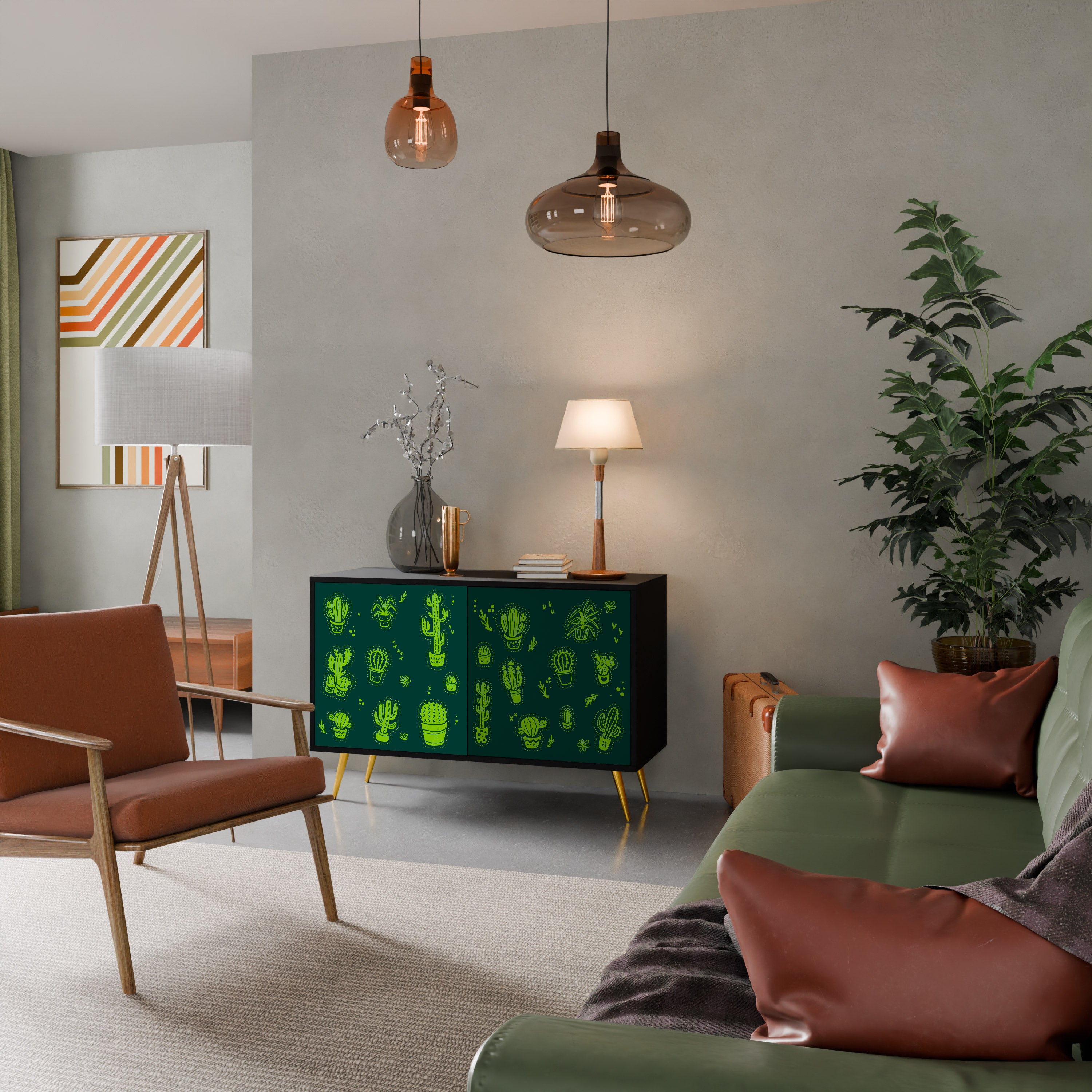 DESERT GREEN 2-Dörrars skänk i svart finish