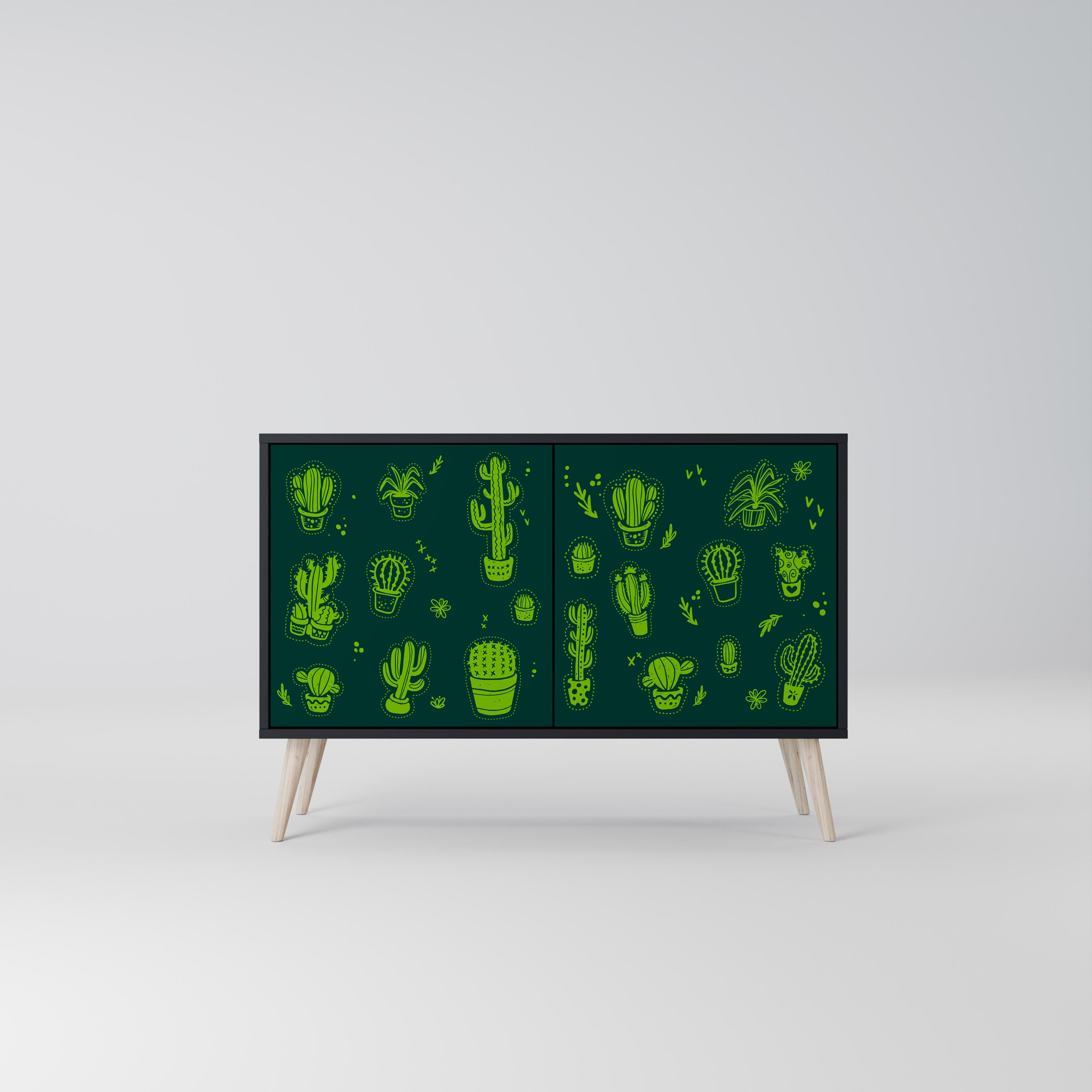 DESERT GREEN 2-Dörrars skänk i svart finish