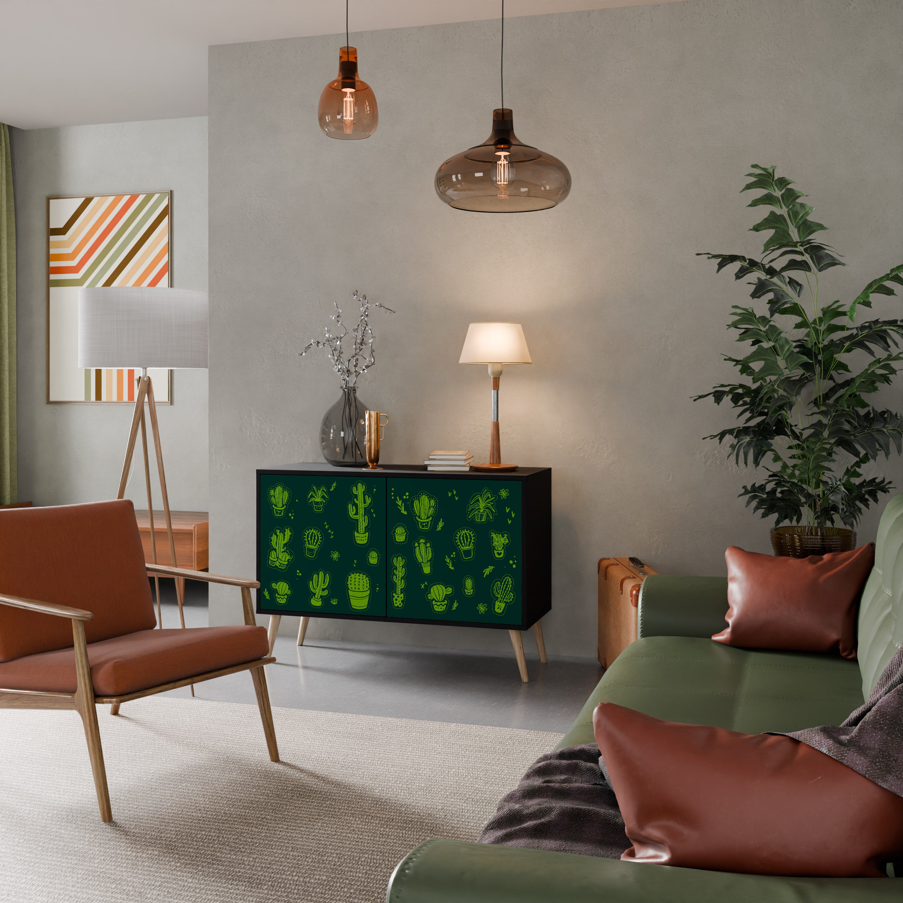 DESERT GREEN 2-Dörrars skänk i svart finish