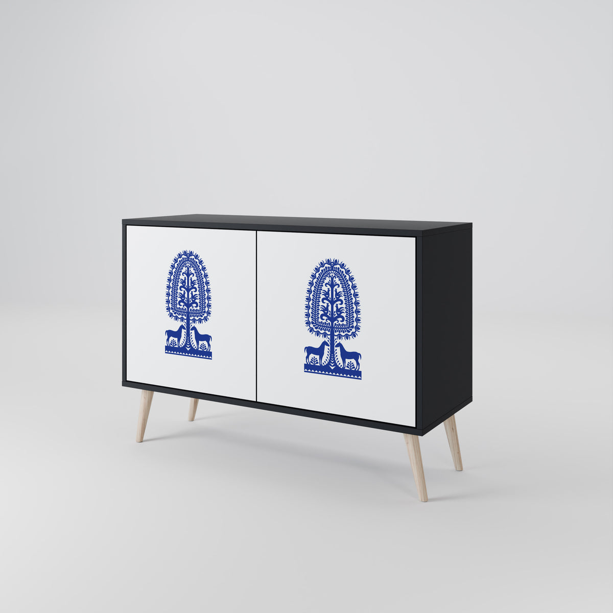 POLISH FOLK ART Skänk med två dörrar