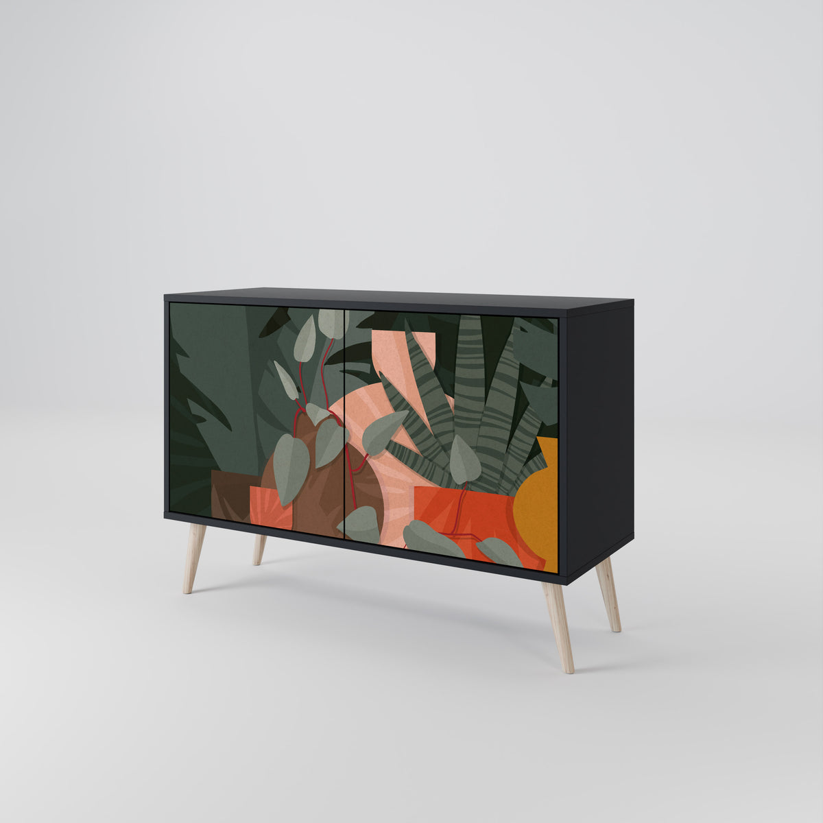 TROPICAL COMPOSITION Skänk med två dörrar