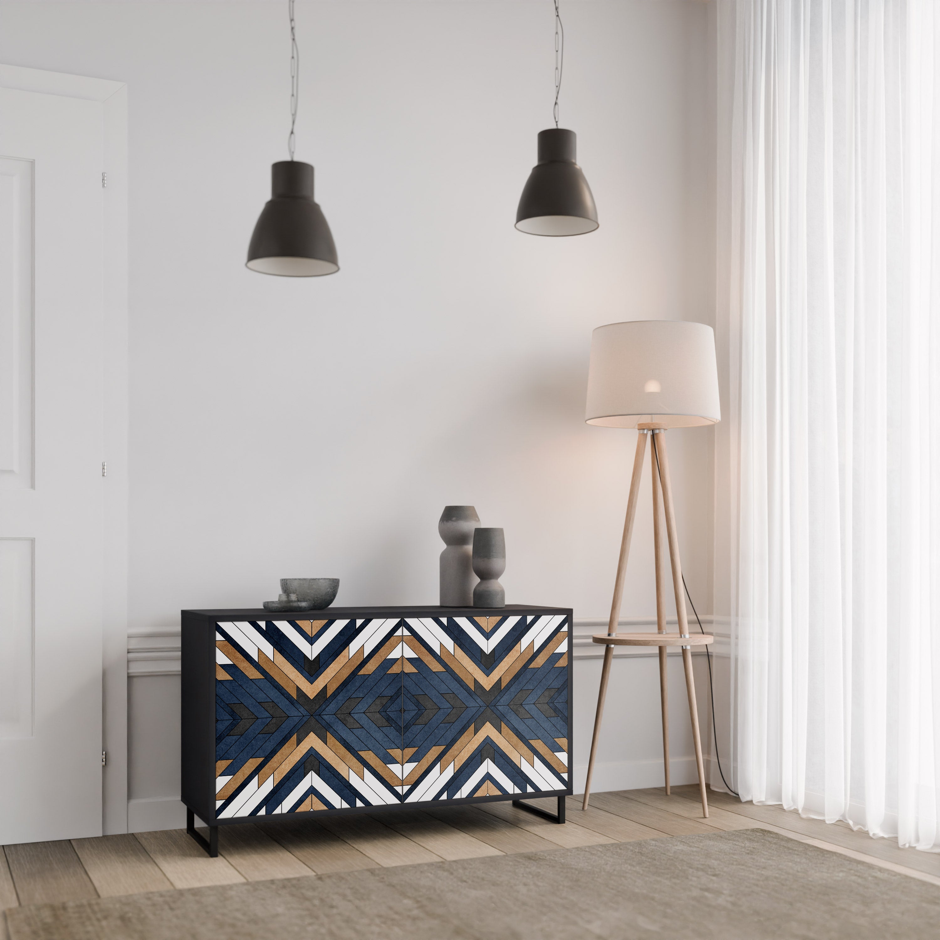 ARTFUL GEOMETRY 2-dörrars skänk i svart finish