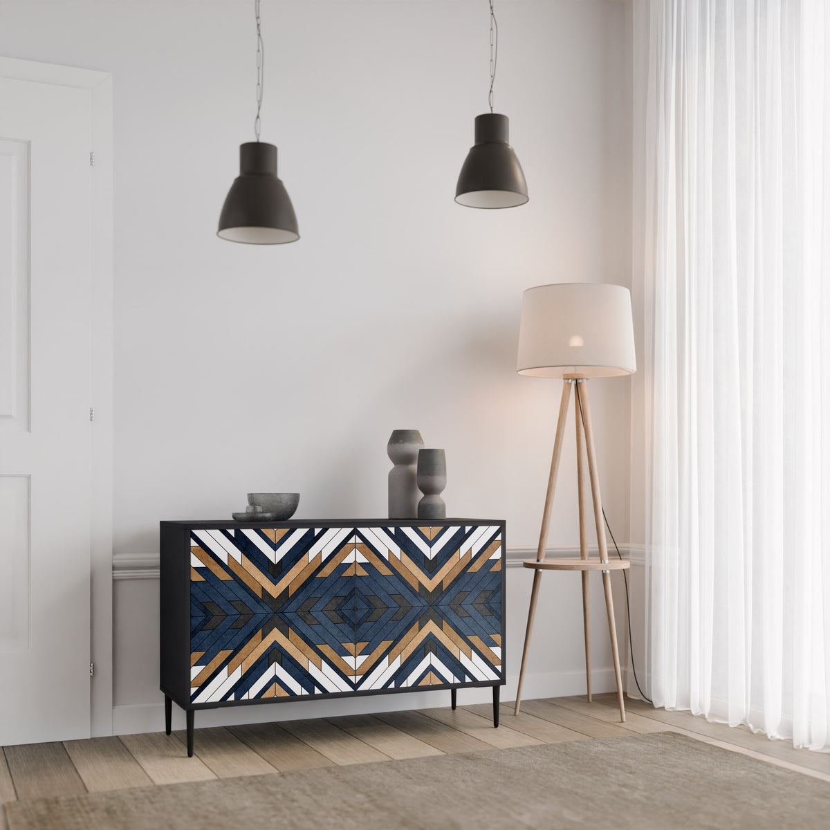 ARTFUL GEOMETRY Skänk med två dörrar