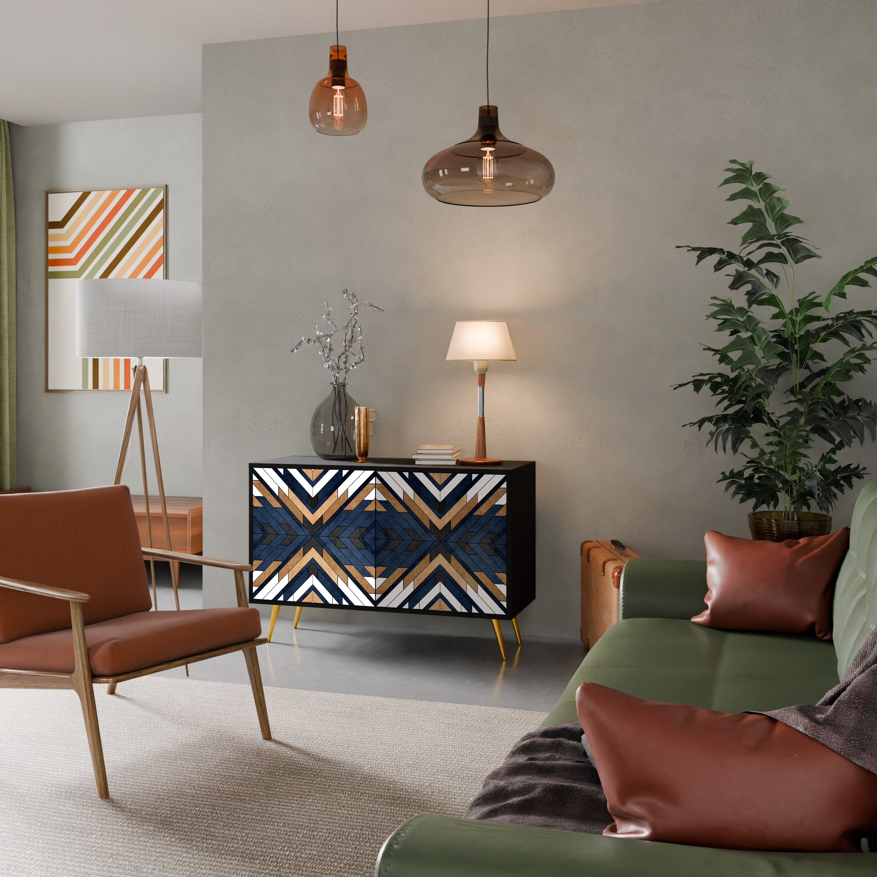 ARTFUL GEOMETRY 2-dörrars skänk i svart finish