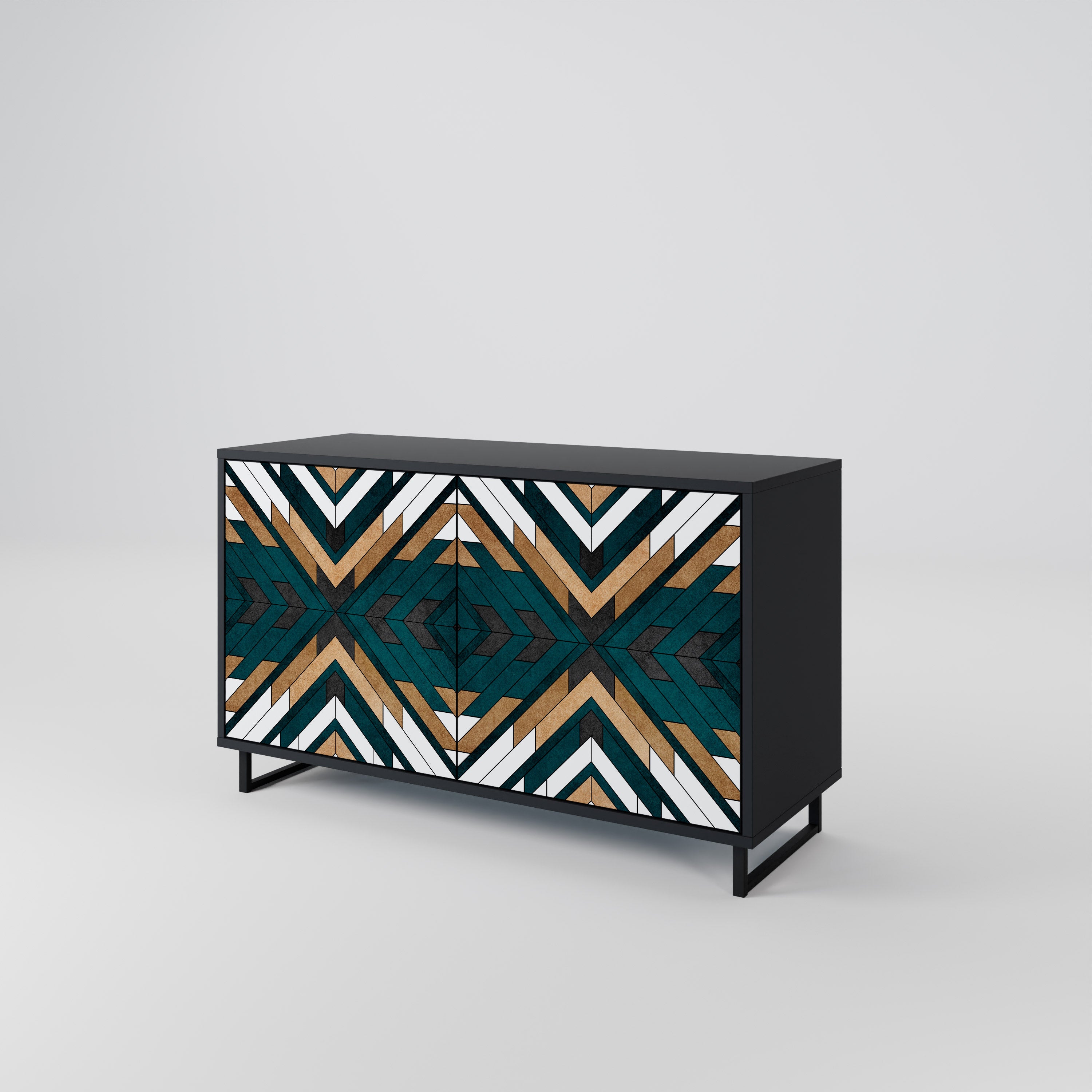 ARTISTIC GEOMETRY 2-dörrars skänk i svart finish