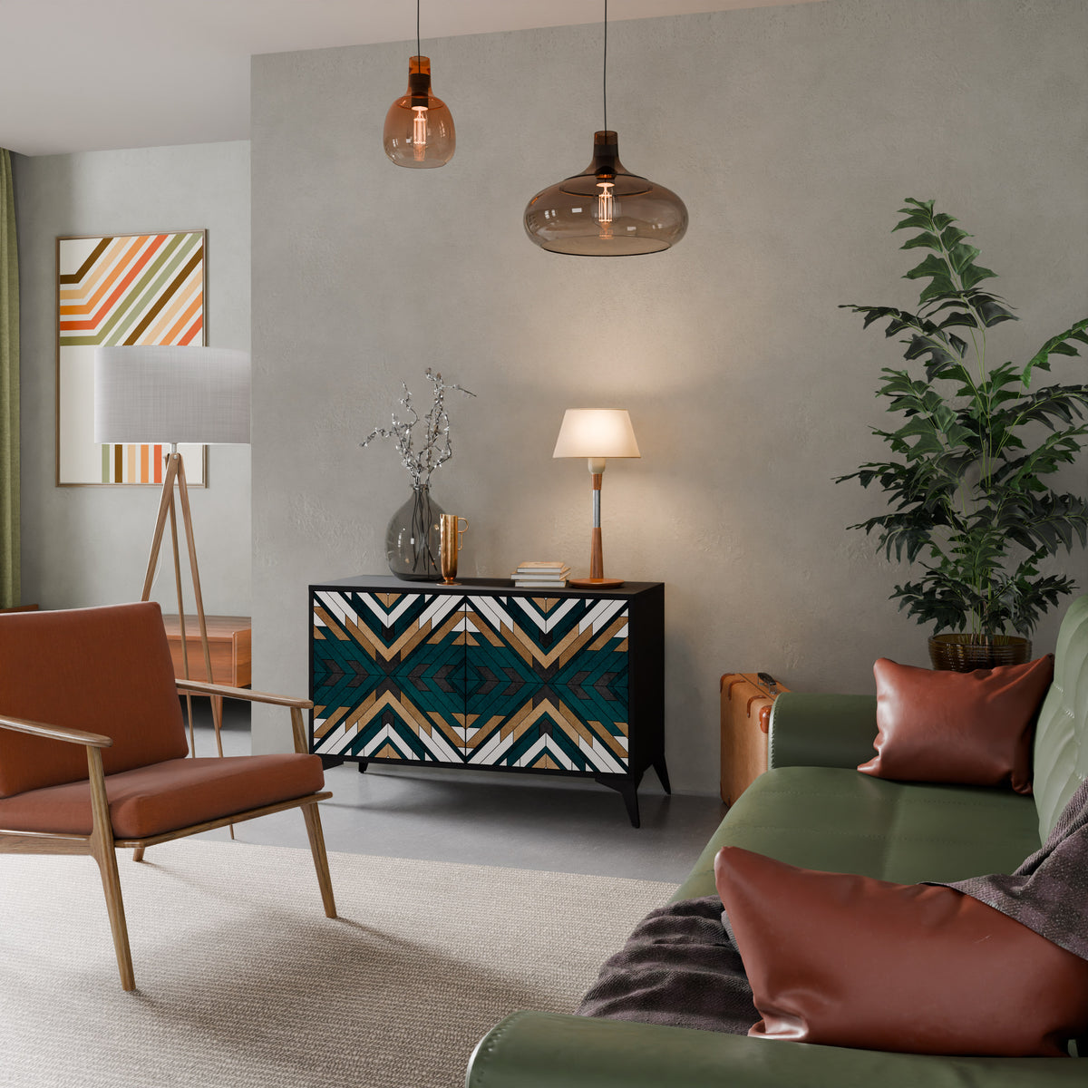 ARTISTIC GEOMETRY Skänk med två dörrar