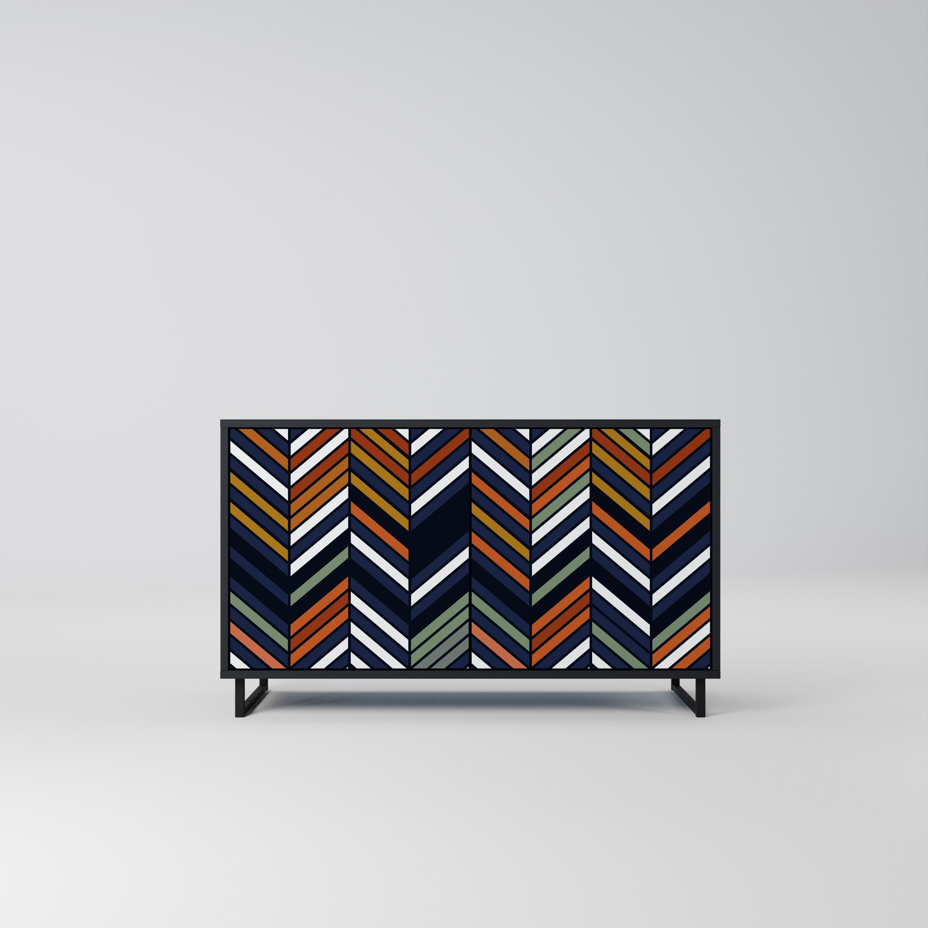 VIBRANT PATCHWORK 2-dörrars skänk i svart finish