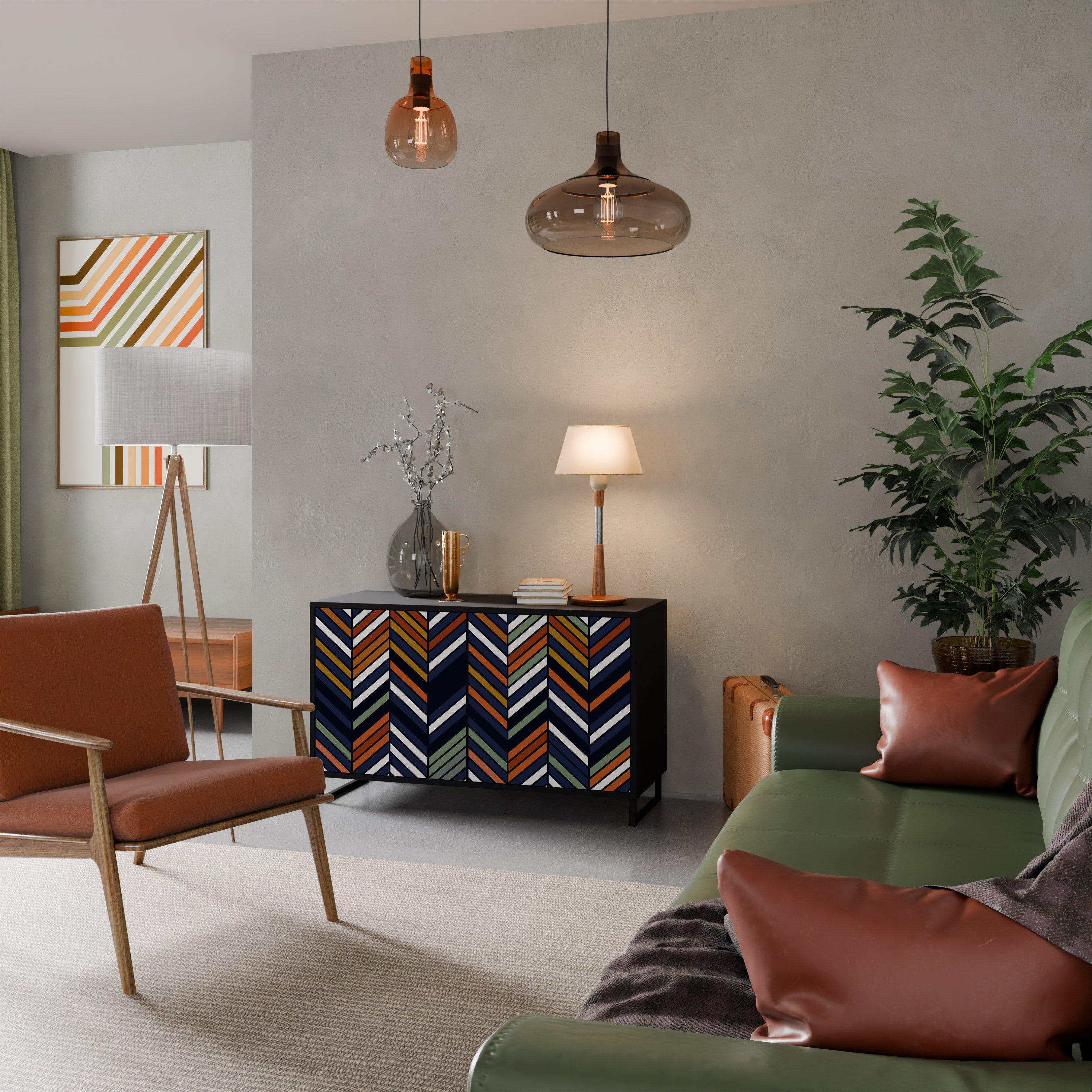 VIBRANT PATCHWORK 2-dörrars skänk i svart finish