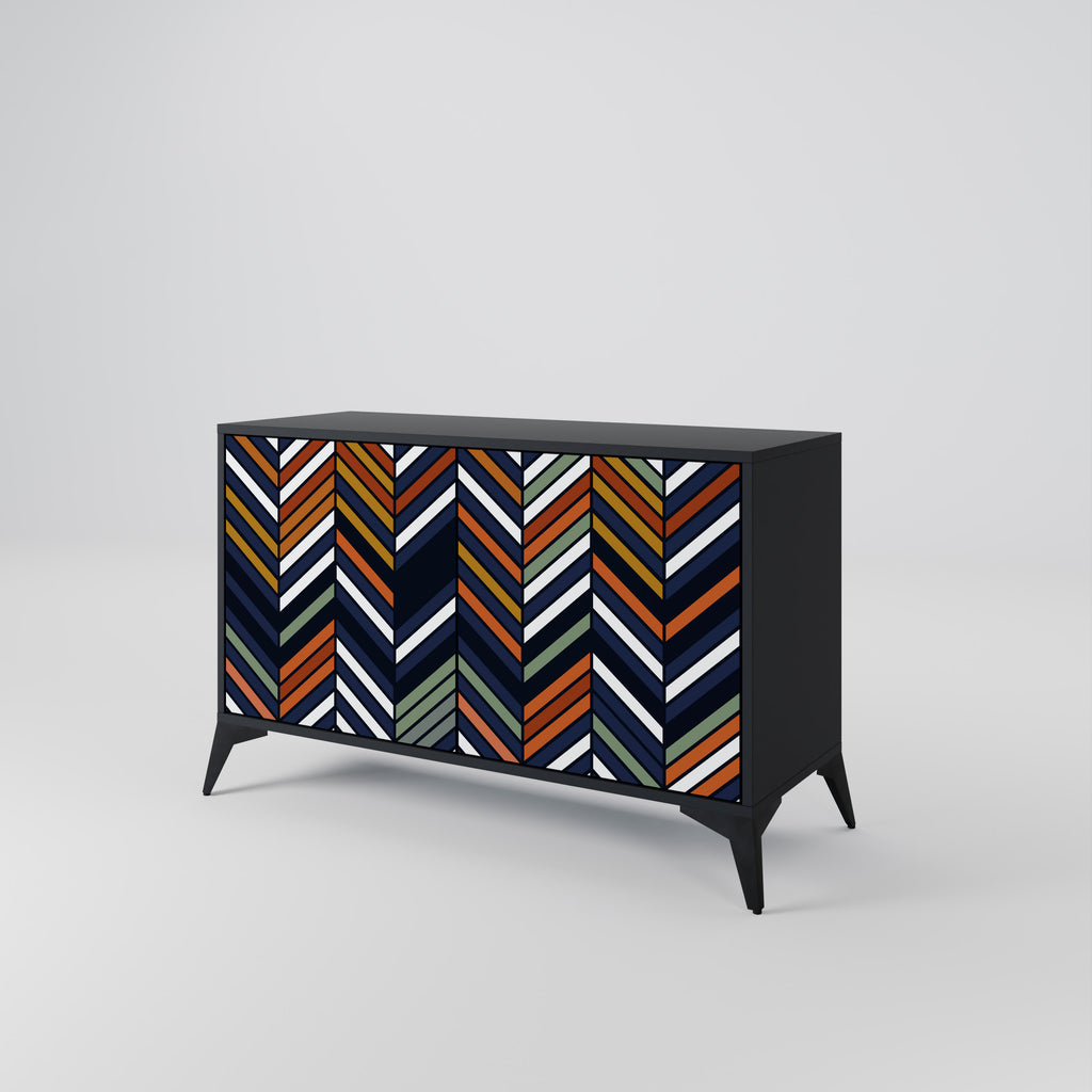 VIBRANT PATCHWORK 2-dörrars skänk i svart finish