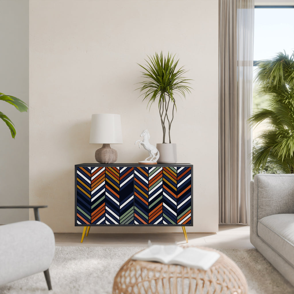 VIBRANT PATCHWORK 2-dörrars skänk i svart finish