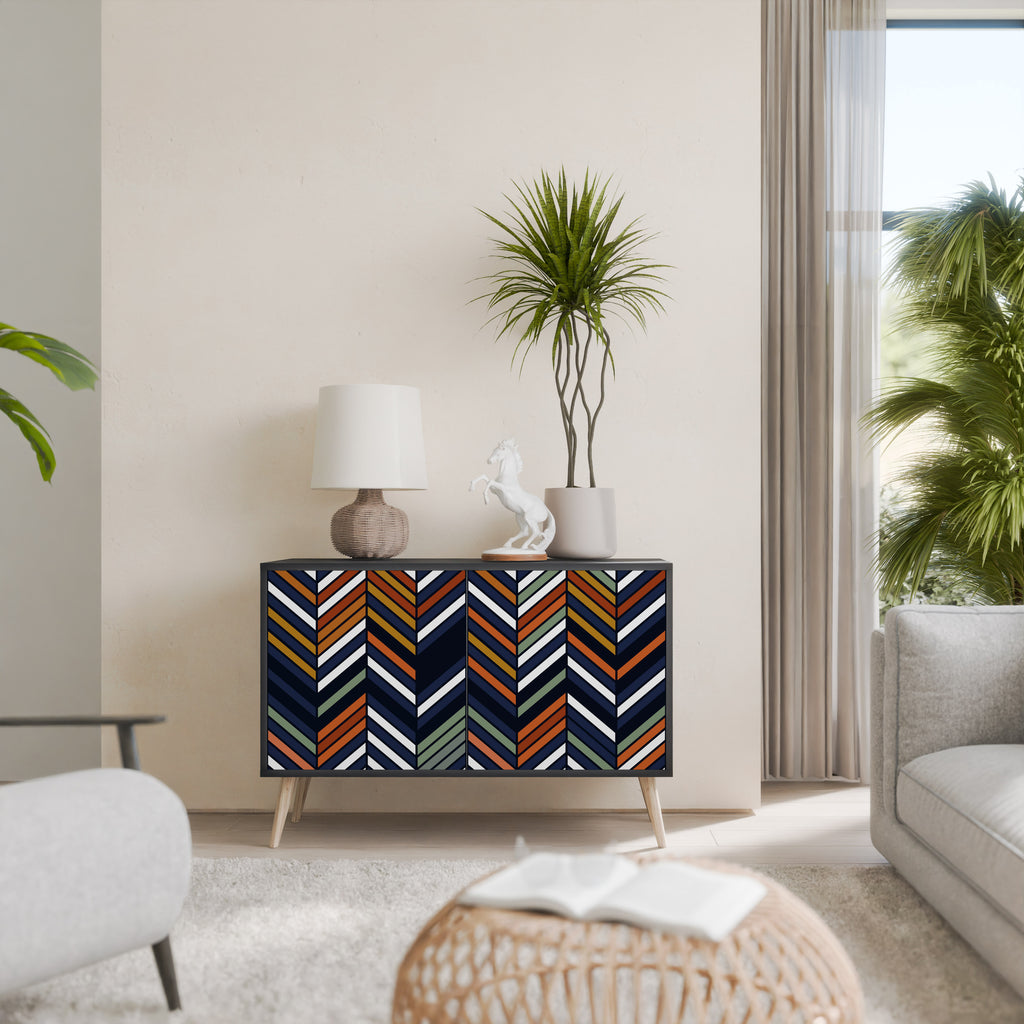 VIBRANT PATCHWORK 2-dörrars skänk i svart finish