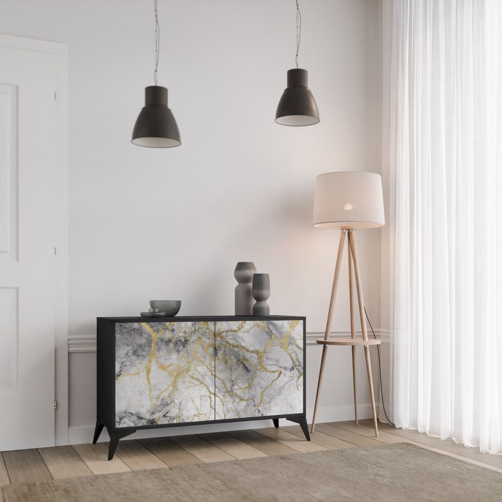TIMELESS GLIDE 2-dörrars skänk i svart finish