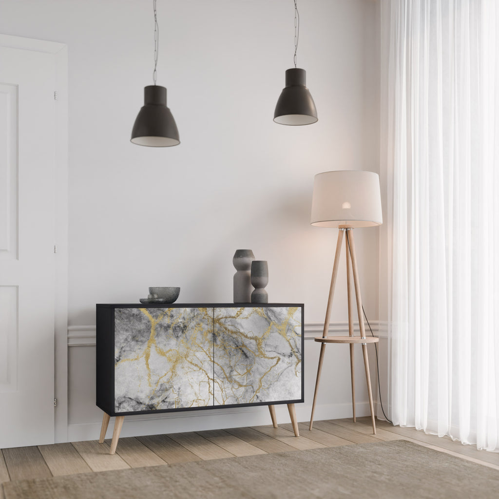 TIMELESS GLIDE 2-dörrars skänk i svart finish