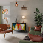 COLORFUL TRIANGLES Skänk med två dörrar