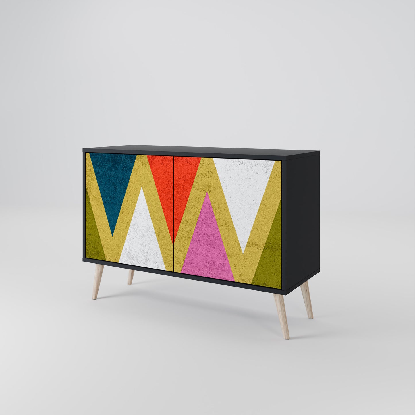 COLORFUL TRIANGLES 2-Door Sideboard in Black Finish