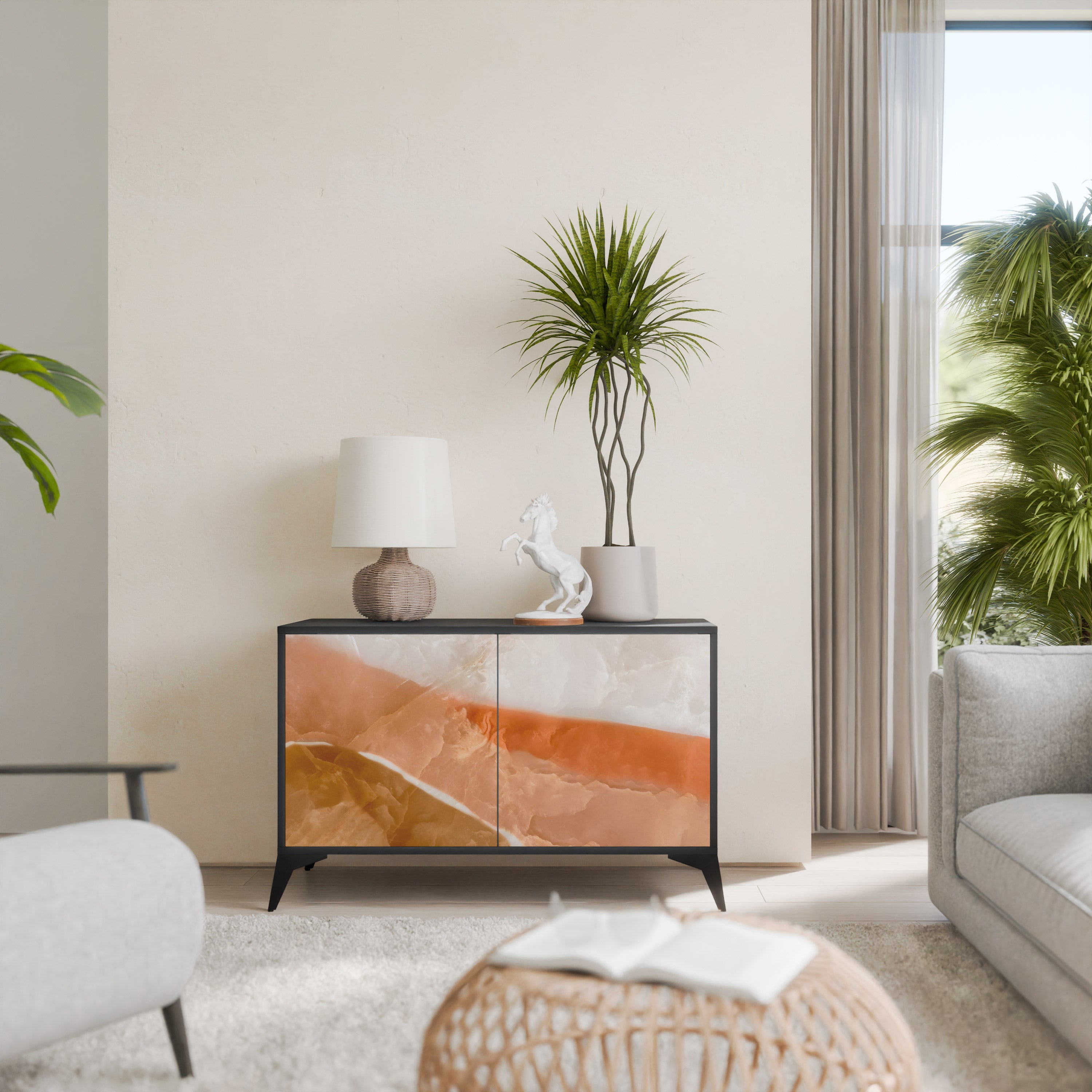 SANDHILLS SPLENDOR 2-dörrars skänk i svart finish