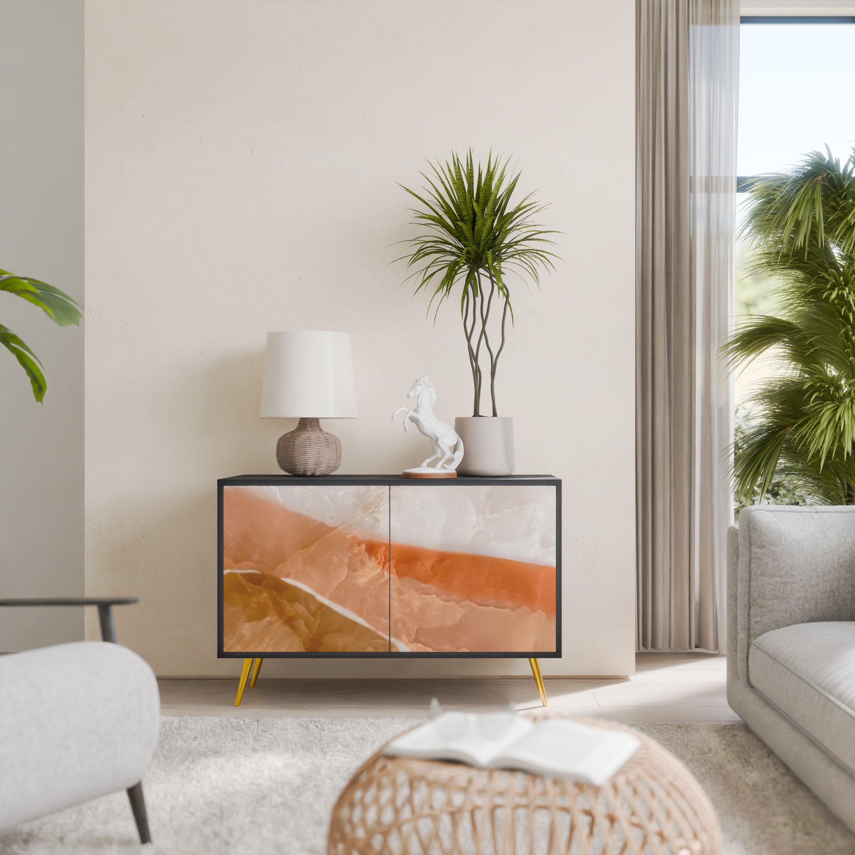 SANDHILLS SPLENDOR 2-dörrars skänk i svart finish