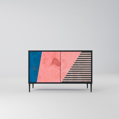 GLAMOROUS STRIPE 2-Door Sideboard in Black Finish